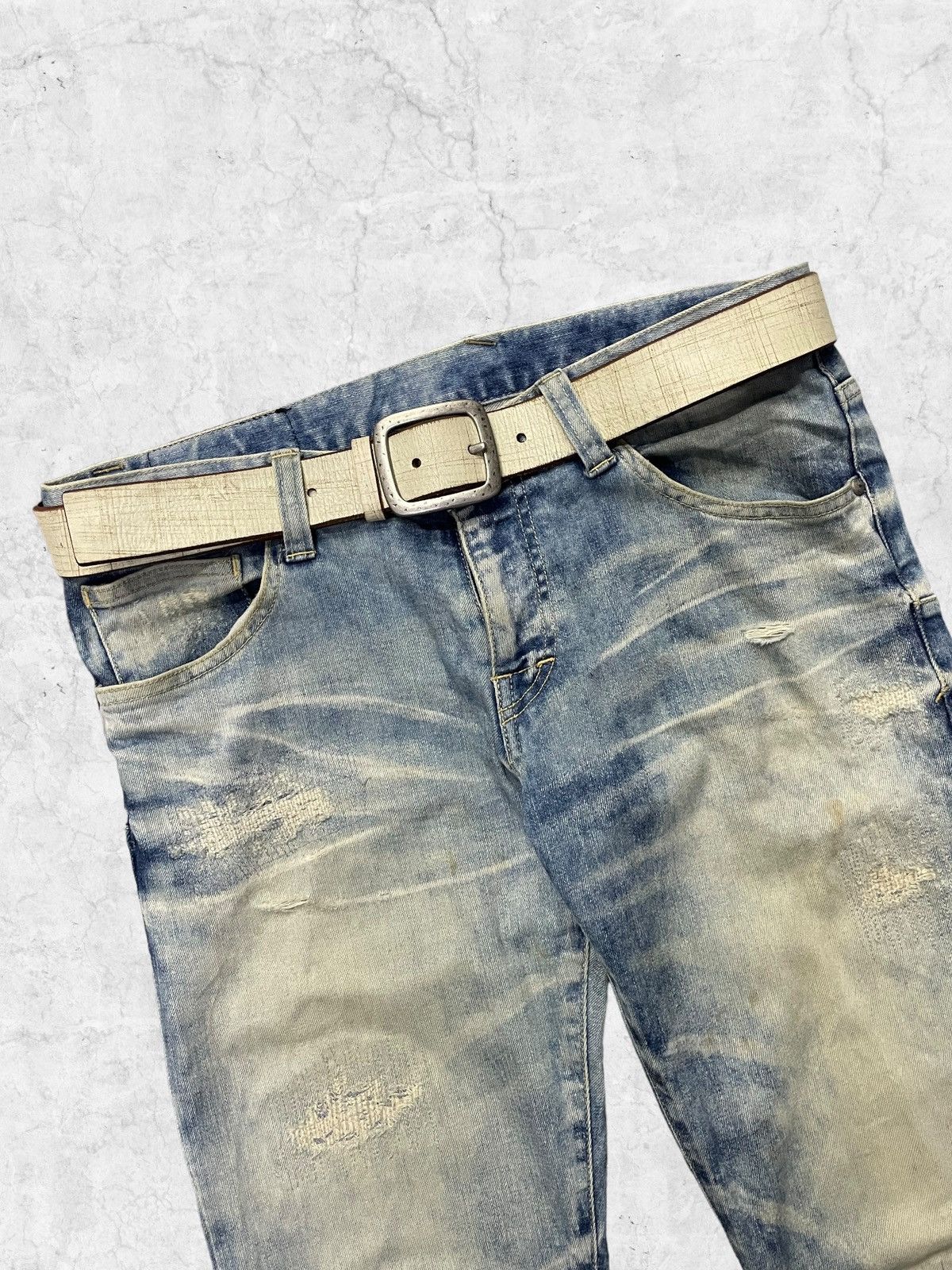 Japanese Brand × Tornado Mart Vintage Tornado Mart Distressed Blue Cloud Denim With Belt Size US 32 / EU 48 - 5 Thumbnail