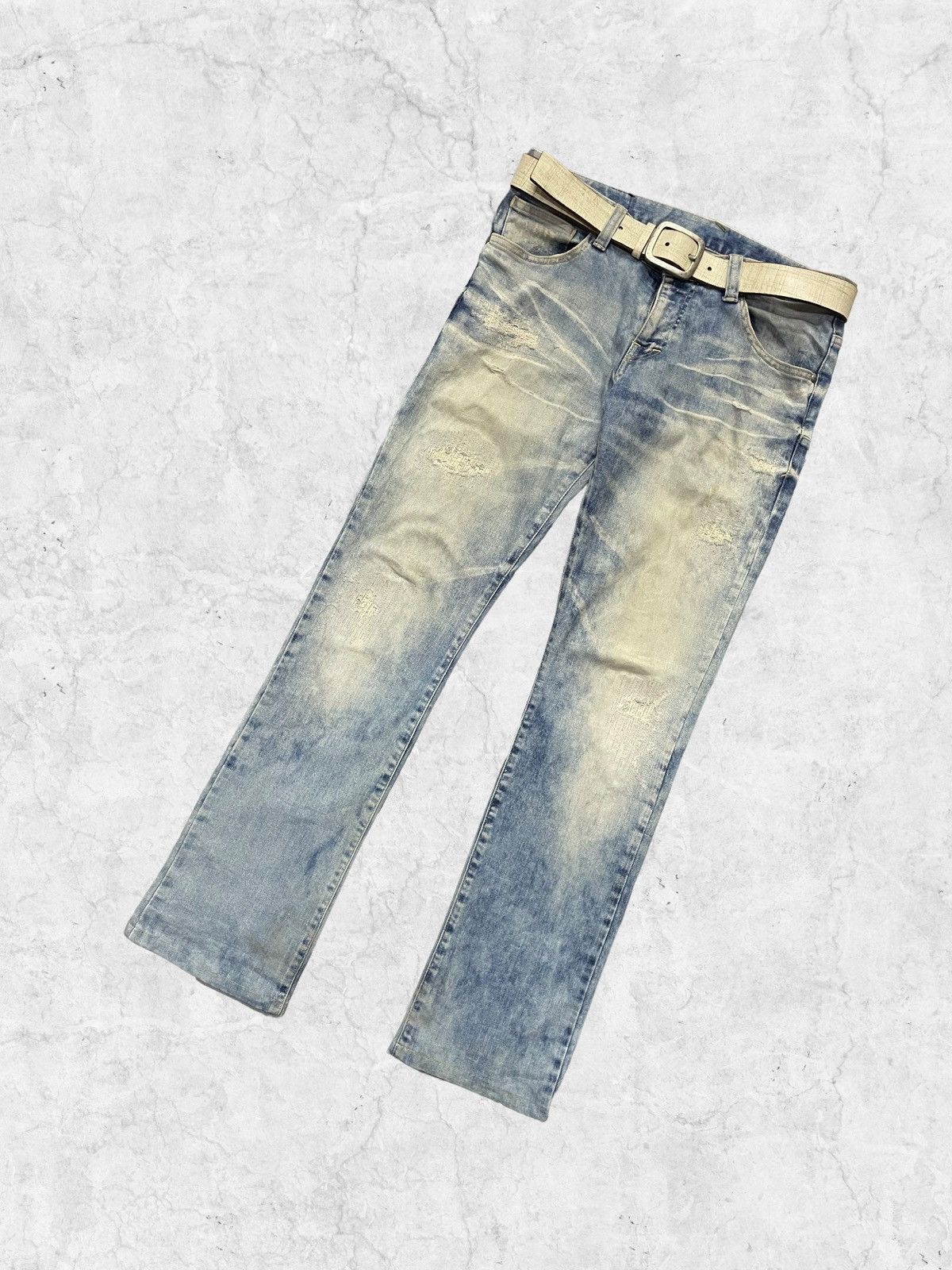 Japanese Brand × Tornado Mart Vintage Tornado Mart Distressed Blue Cloud Denim With Belt Size US 32 / EU 48 - 4 Thumbnail