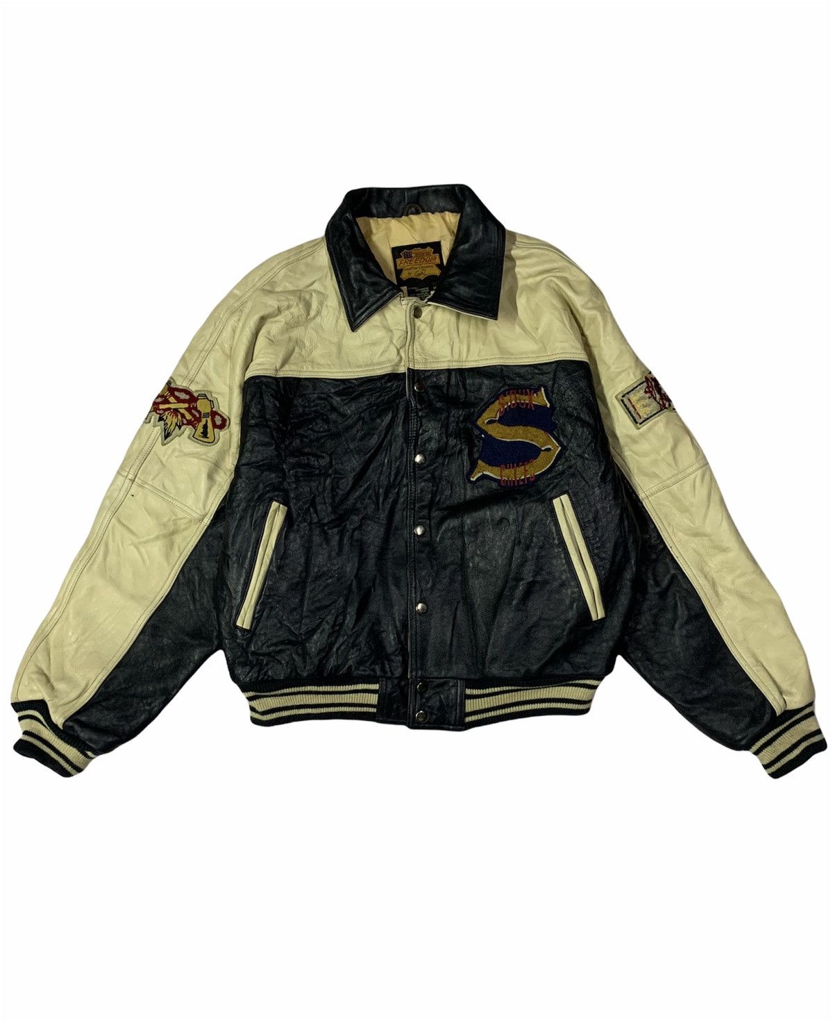 Vintage 🔥RARE VTG VARSITY JACKETS LEATHER AMERICAN NATIVE Size US M / EU 48-50 / 2 - 5 Thumbnail