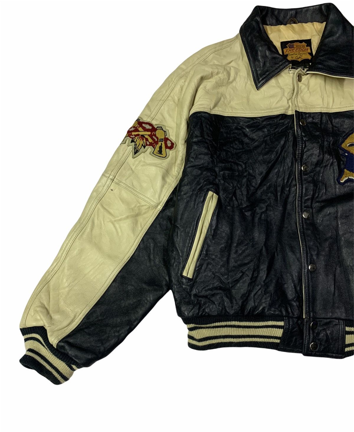 Vintage 🔥RARE VTG VARSITY JACKETS LEATHER AMERICAN NATIVE Size US M / EU 48-50 / 2 - 6 Thumbnail