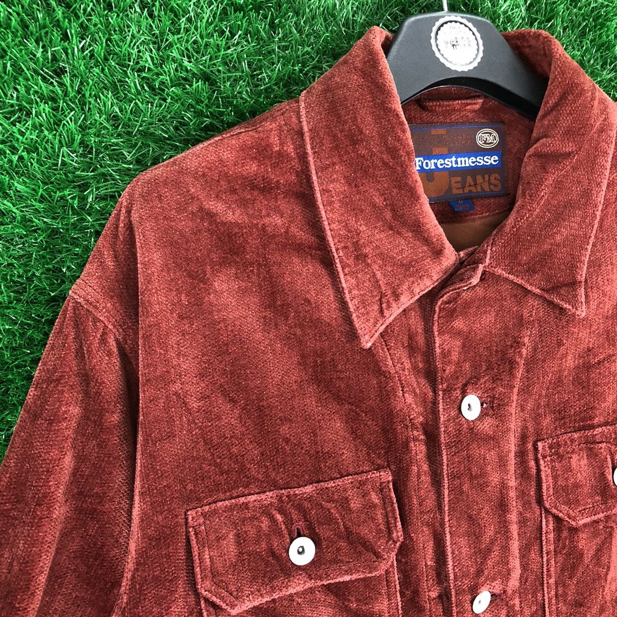 Japanese Brand Vintage 90's Velvet Jacket Donut Button by Forestmesse Jeans Size US M / EU 48-50 / 2 - 2 Thumbnail