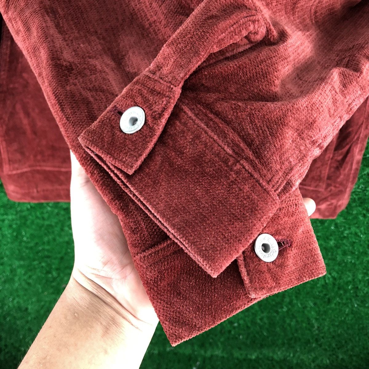 Japanese Brand Vintage 90's Velvet Jacket Donut Button by Forestmesse Jeans Size US M / EU 48-50 / 2 - 9 Thumbnail