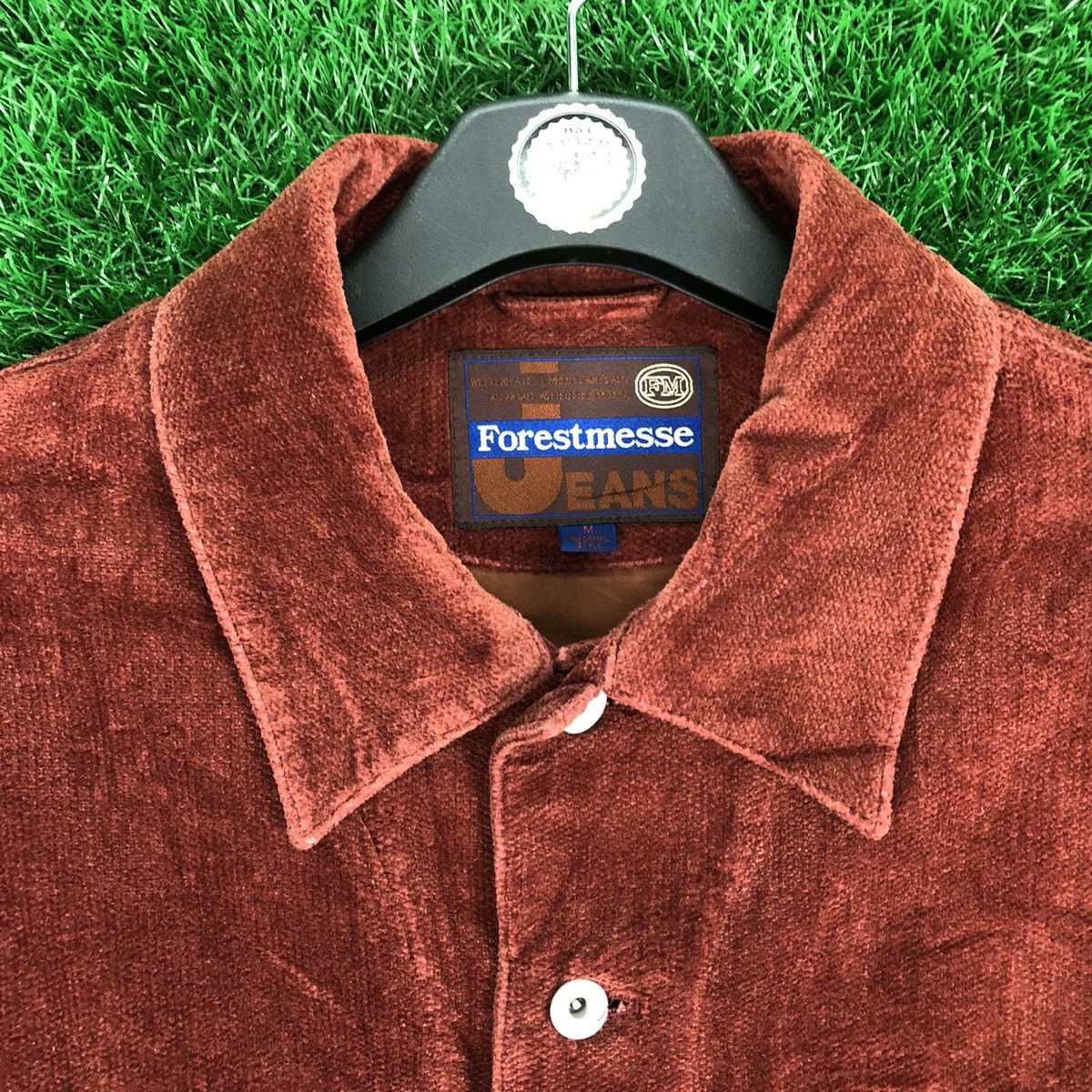 Japanese Brand Vintage 90's Velvet Jacket Donut Button by Forestmesse Jeans Size US M / EU 48-50 / 2 - 7 Thumbnail