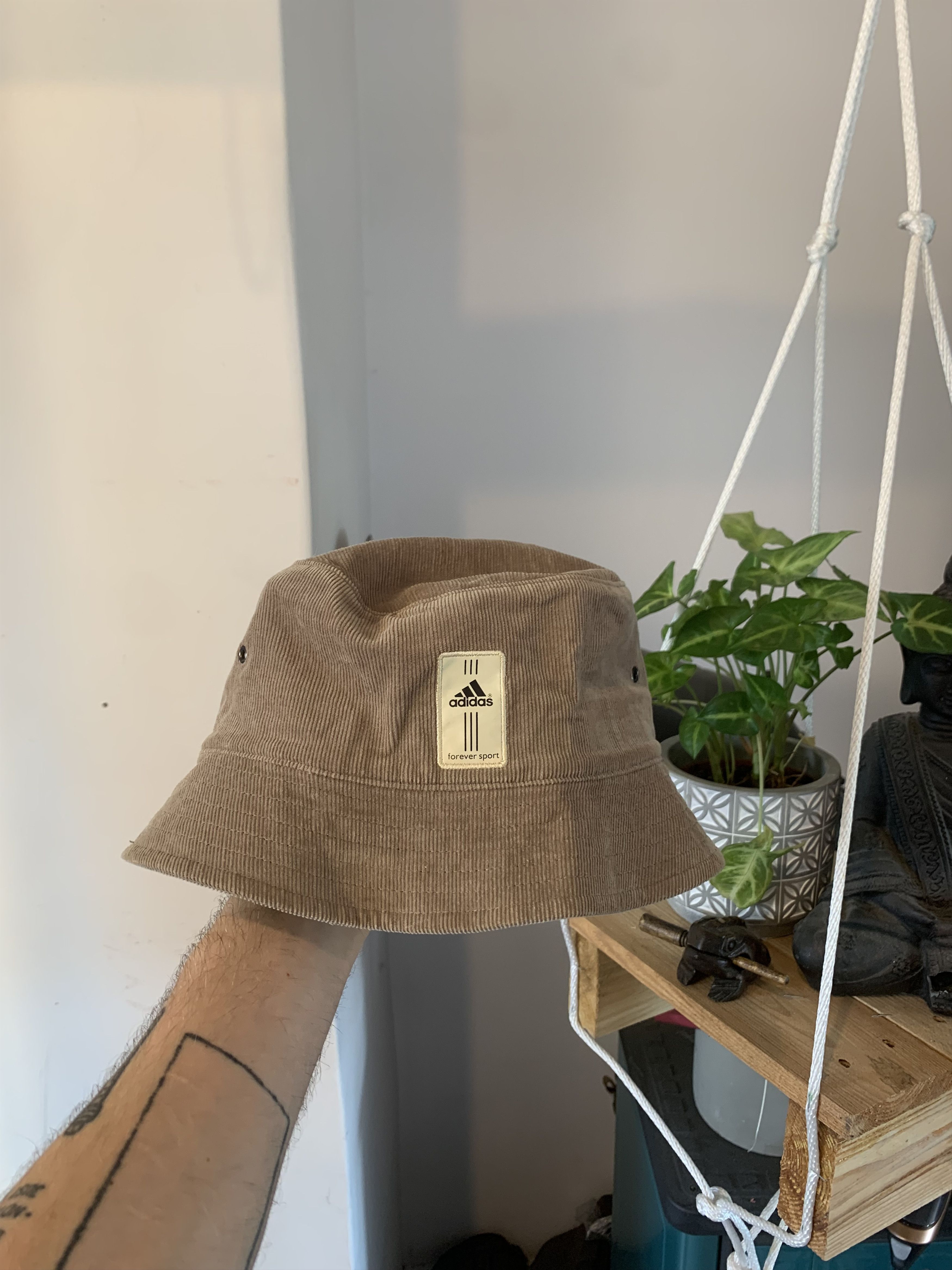 Adidas × Vintage 00s Adidas Corduory Brown Bucket Hat Size ONE SIZE - 1 Thumbnail