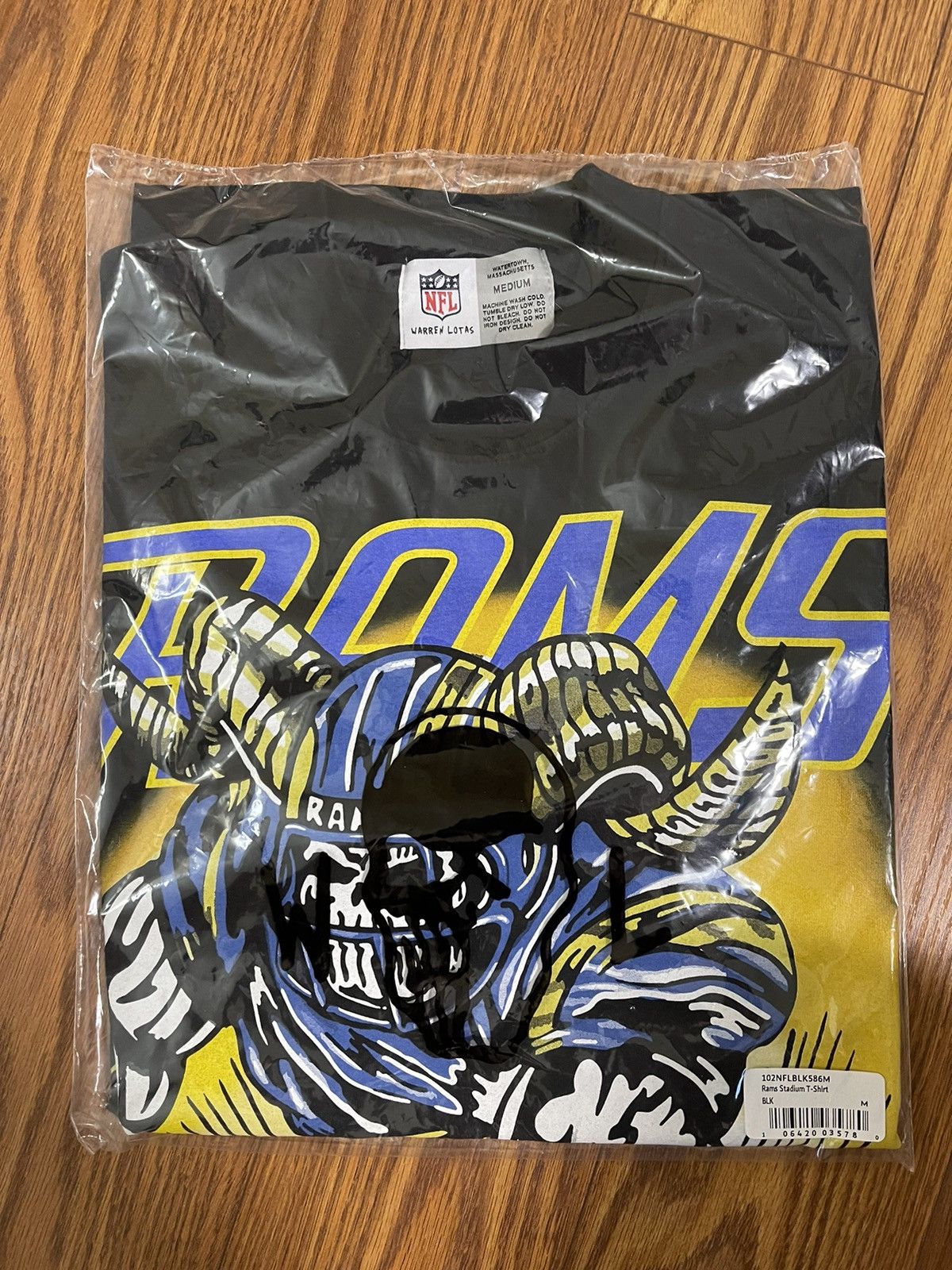 Los Angeles Rams Mitchell & Ness x Warren Lotas Black NFL Men T-Shirt Size  Large |