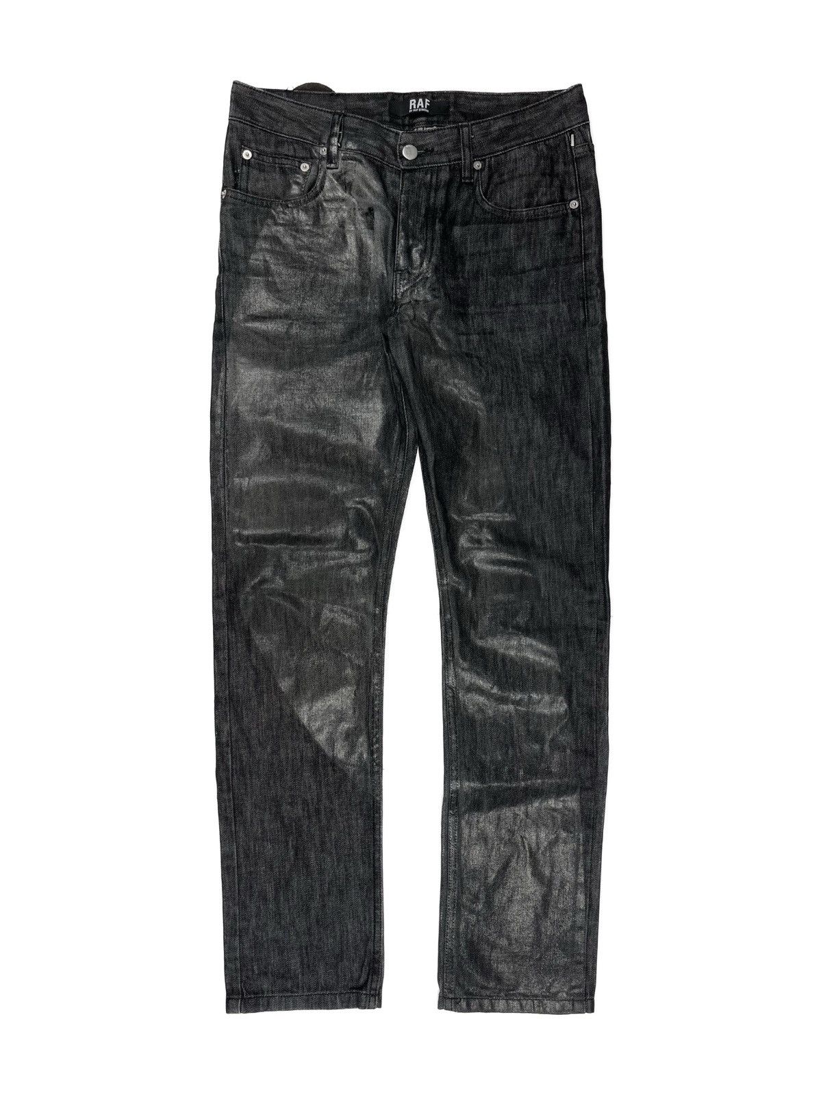 image of Raf By Raf Simons x Raf Simons Waxed Coated Denim Jeans Black, Men's (Size 30)