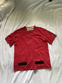 Off white champion red clearance shirt