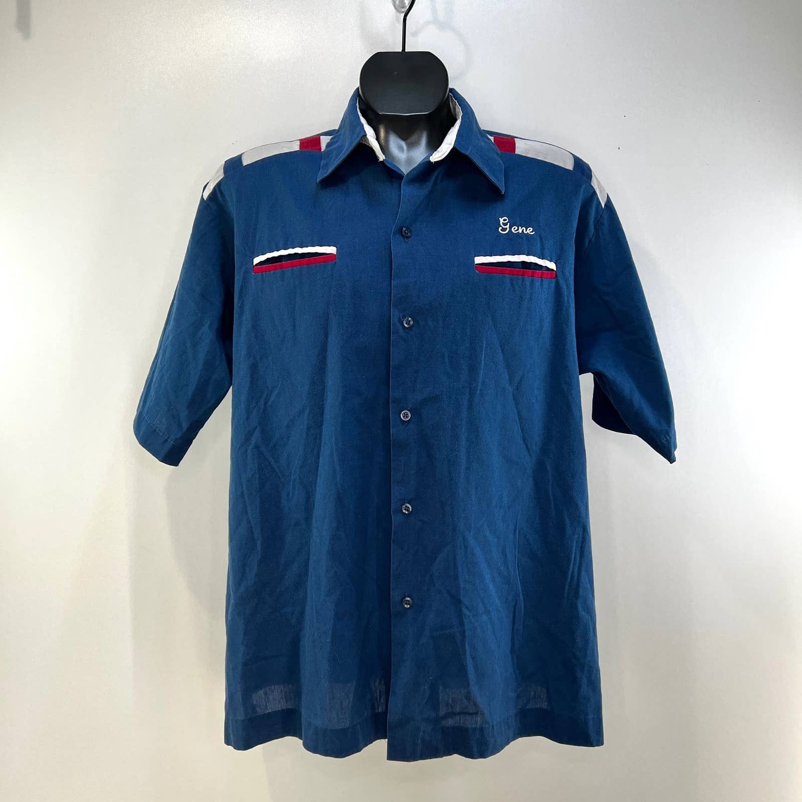 Vintage King Louie Bowling Shirt Blue Short Sleeves