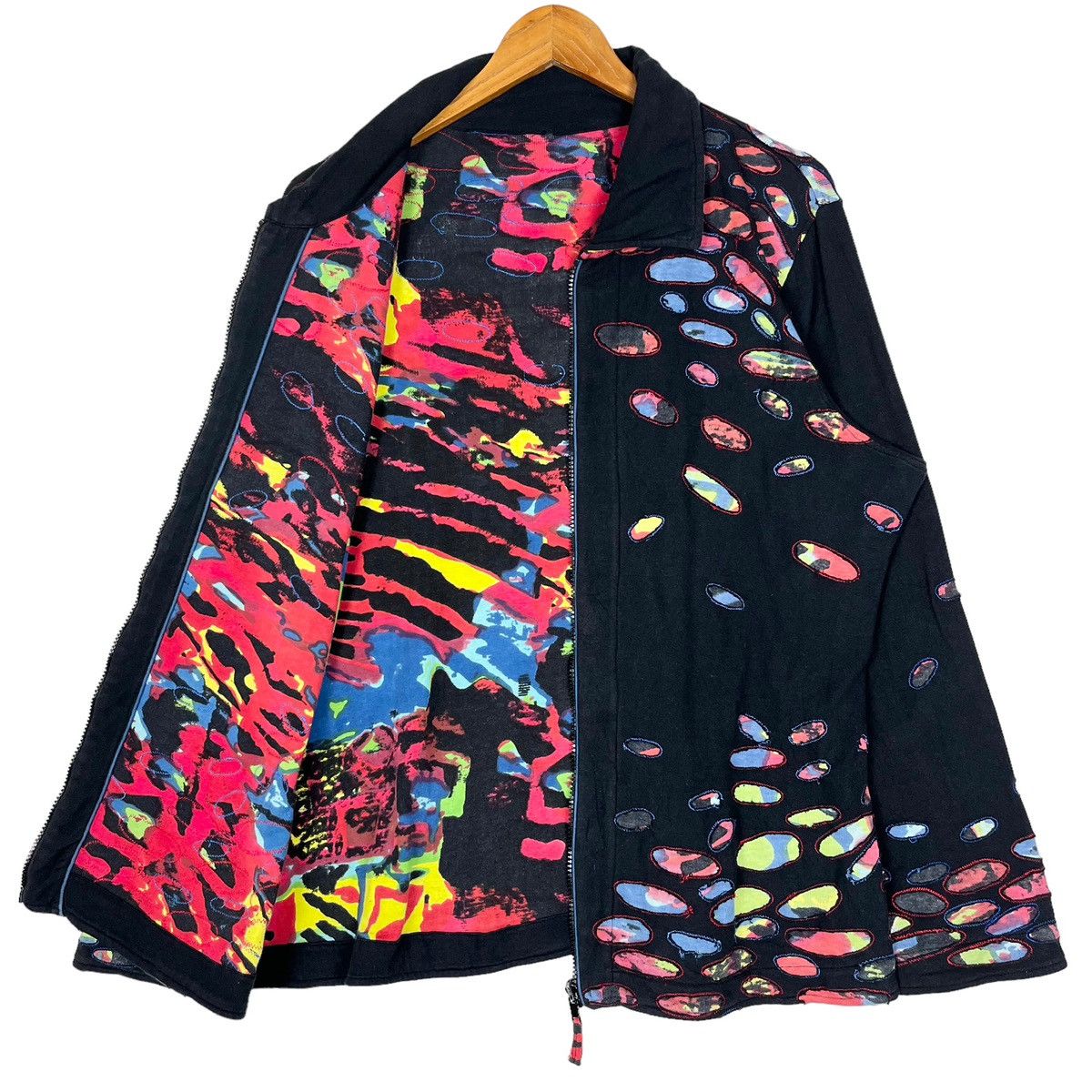 Vintages Unbrand Multicolored Full Print Patch Women Jacket