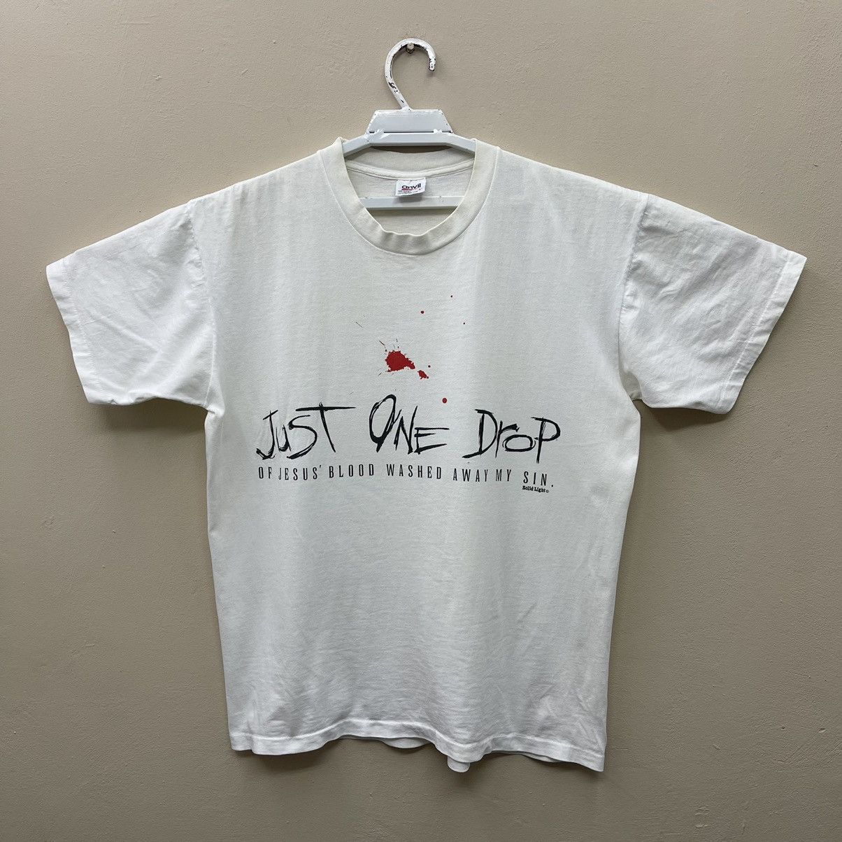 Vintage Vintage 90s Just One Drop Jesus Blood Washed Away My Sin Size US L / EU 52-54 / 3 - 1 Thumbnail