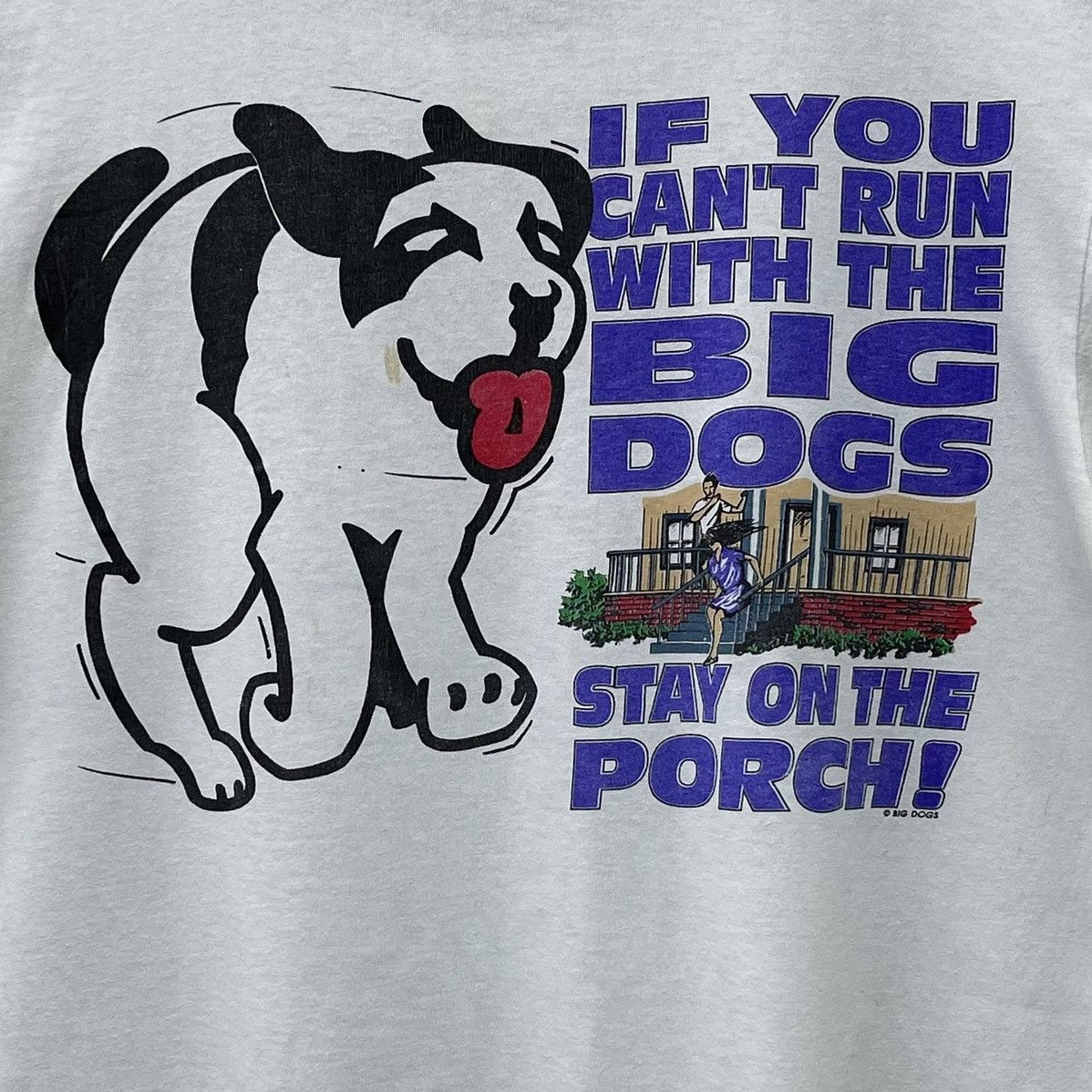 Big Dogs × Vintage Vintage 90s Big Dogs T-Shirt Stay On The Pouch Single Stitch Size US XL / EU 56 / 4 - 3 Thumbnail