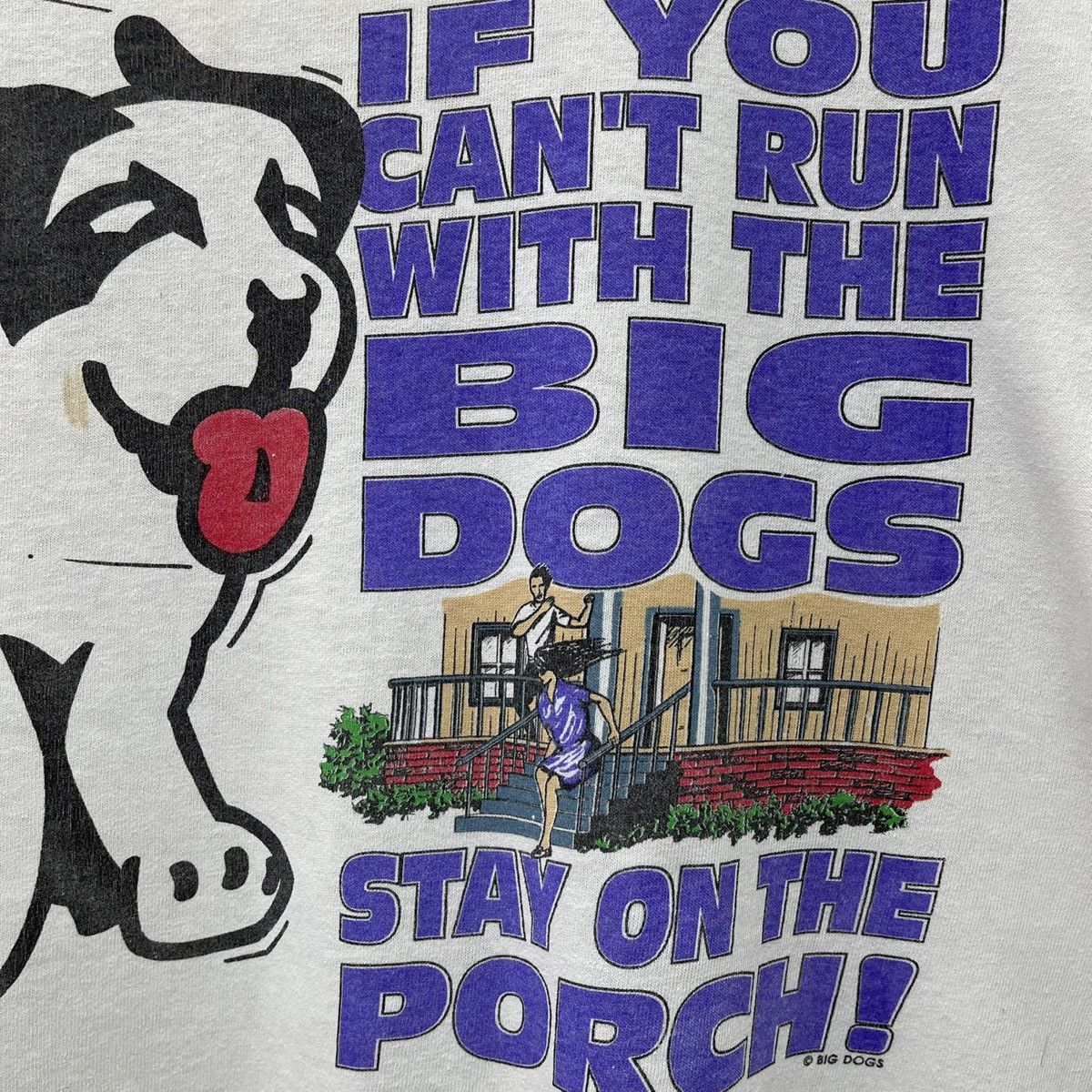 Big Dogs × Vintage Vintage 90s Big Dogs T-Shirt Stay On The Pouch Single Stitch Size US XL / EU 56 / 4 - 2 Thumbnail