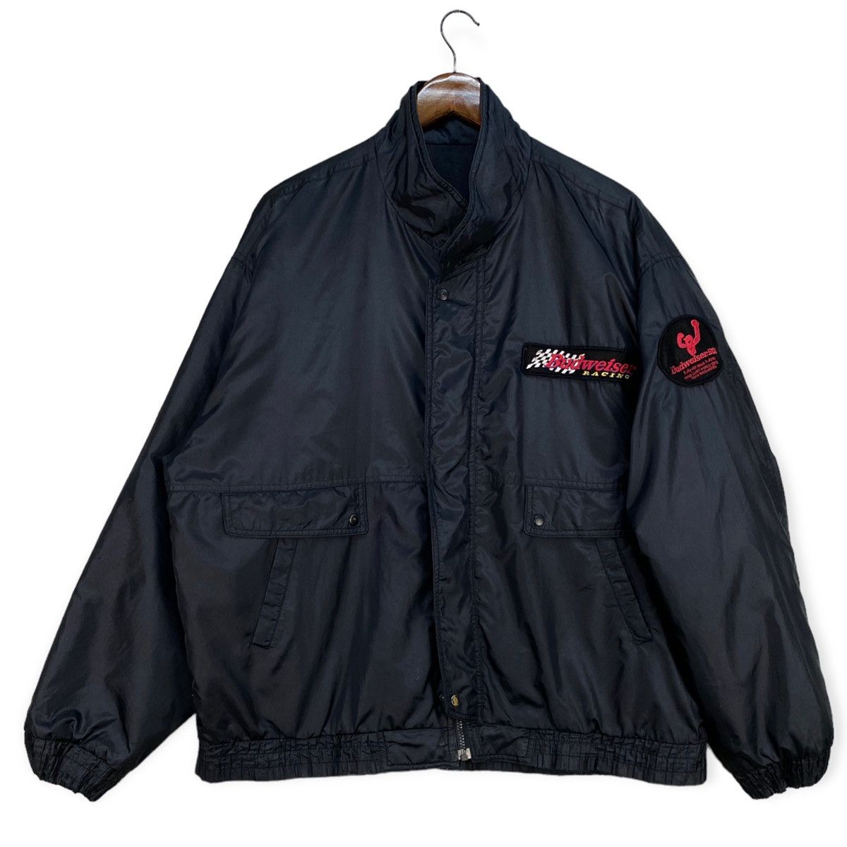 image of Vintage Budweiser 501 Indy Car Race 1998 Bomber Jacket in Black, Men's (Size XL)
