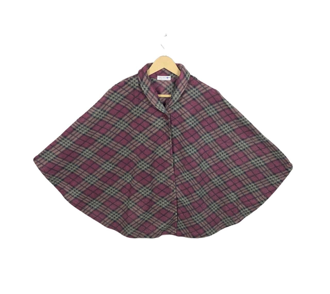 Cloak Avant Garde Japanese Checkered Wool Fleece Poncho Cloak Cape Size US M / EU 48-50 / 2 - 1 Thumbnail