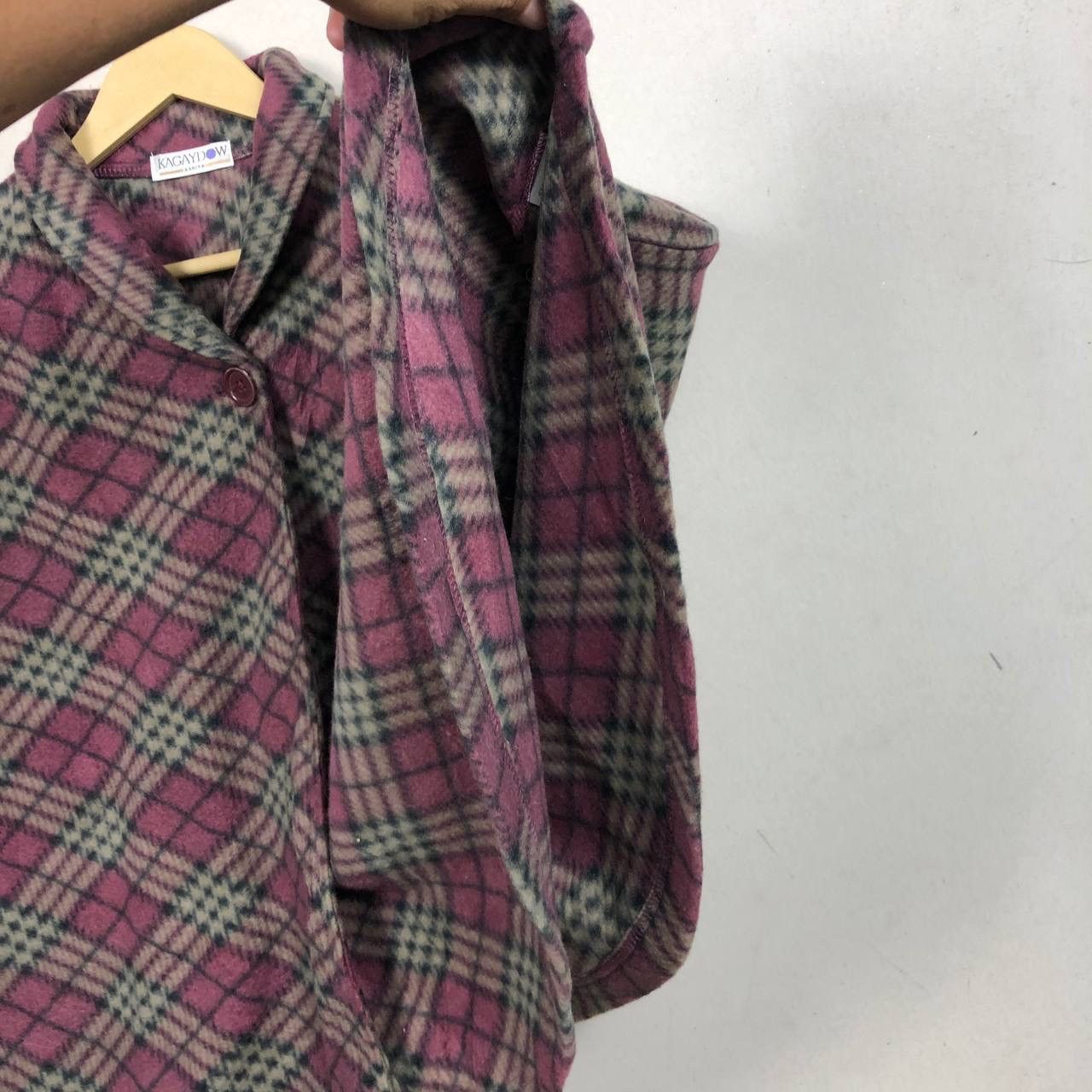 Cloak Avant Garde Japanese Checkered Wool Fleece Poncho Cloak Cape Size US M / EU 48-50 / 2 - 3 Thumbnail
