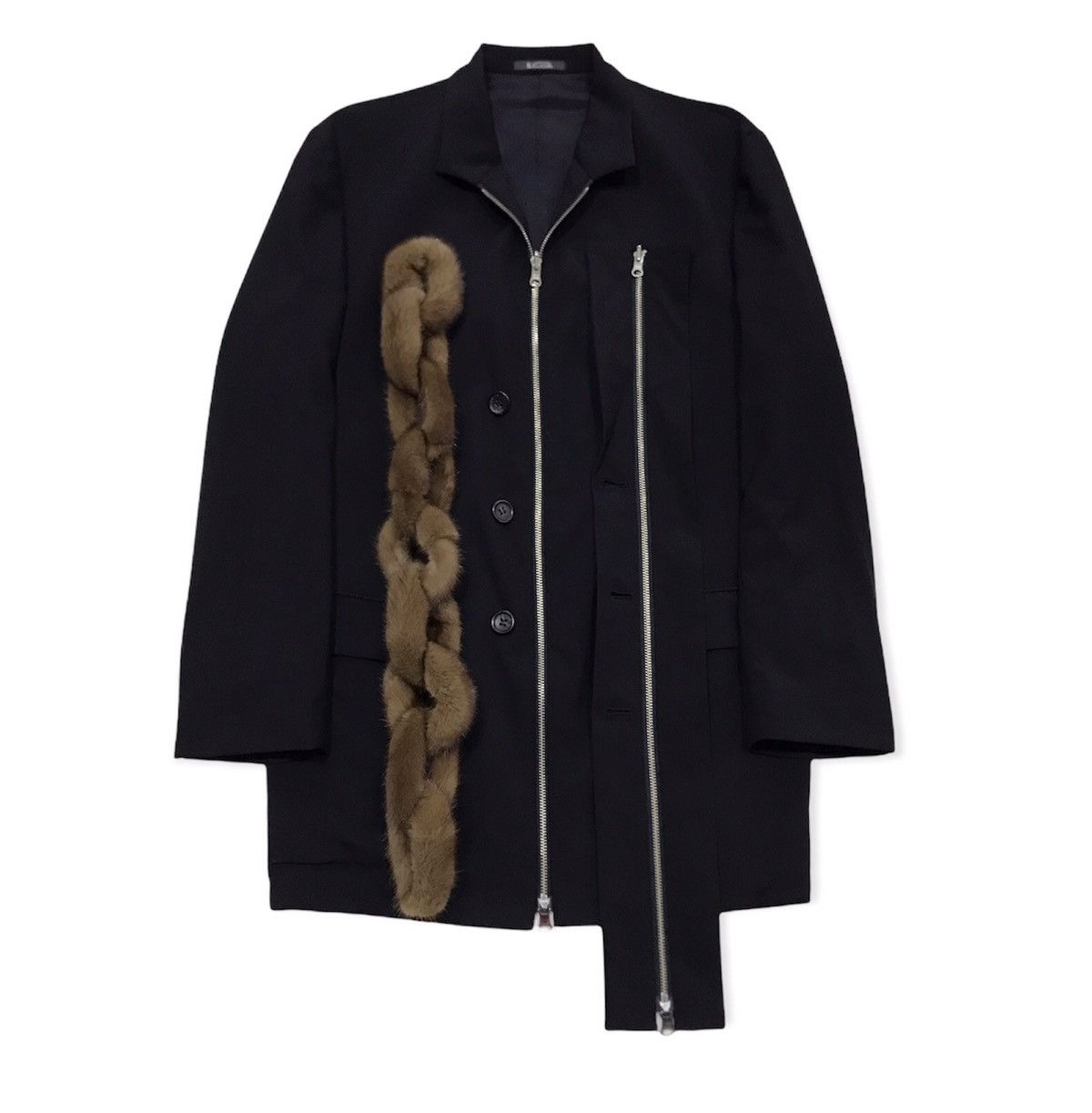 image of Yohji Yamamoto Lq For Men Rolls Fur Jacket in Black (Size Medium)