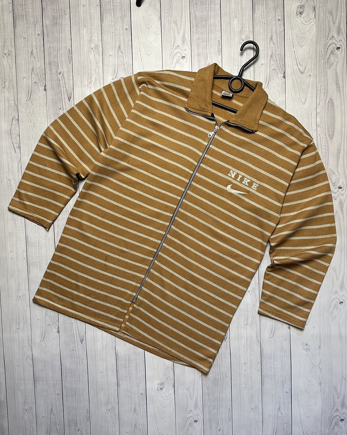 Nike × Vintage Vintage Nike Brown zip sweater logo logo Size US M / EU 48-50 / 2 - 1 Thumbnail