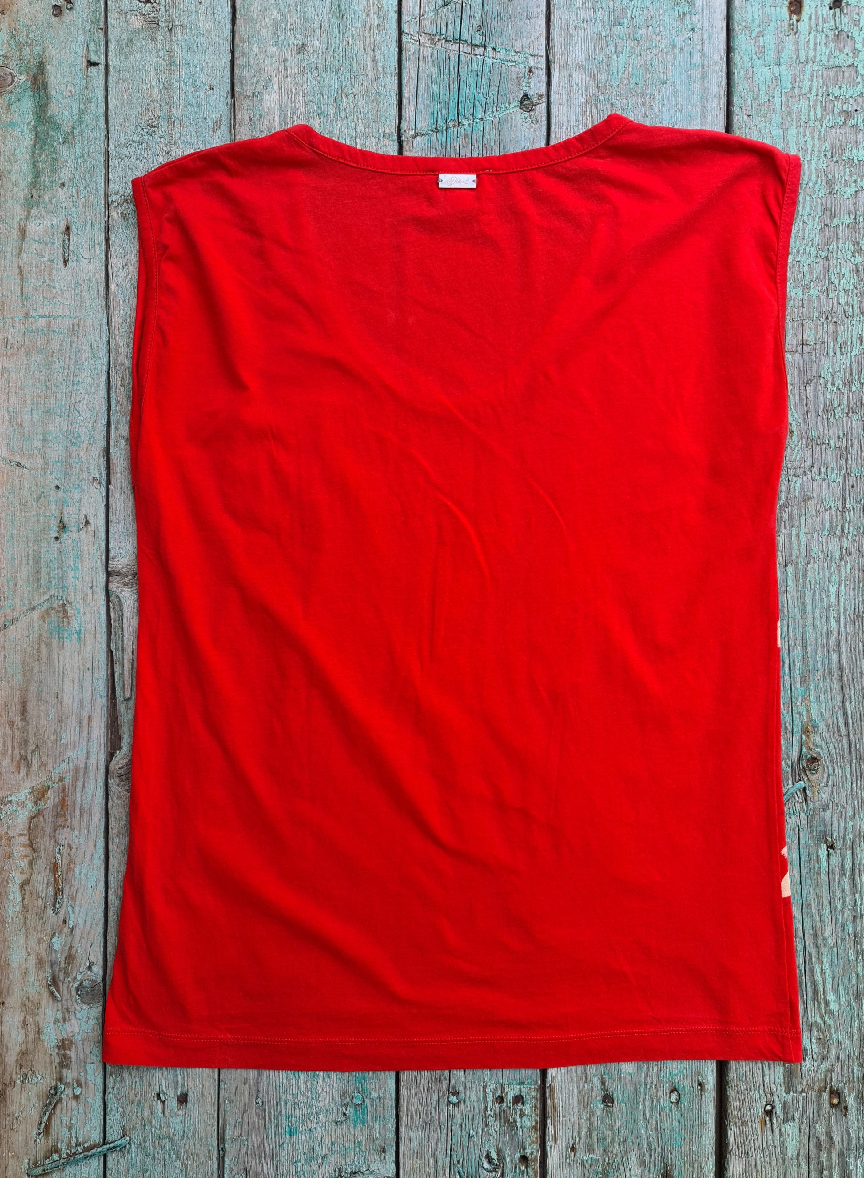Diesel Diesel Red Short Sleeve T-Shirt Big flower print Size M / US 6-8 / IT 42-44 - 4 Thumbnail