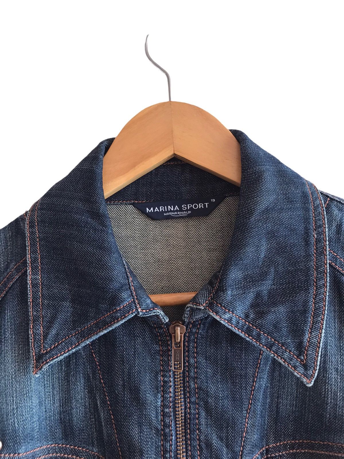 Marina Rinaldi MARINA RINALDI Zip Up Blue Denim Jacket Size M / US 6-8 / IT 42-44 - 2 Thumbnail