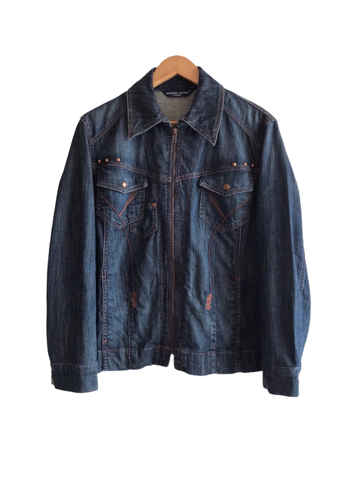 Marina Rinaldi MARINA RINALDI Zip Up Blue Denim Jacket Size M / US 6-8 / IT 42-44 - 1 Thumbnail