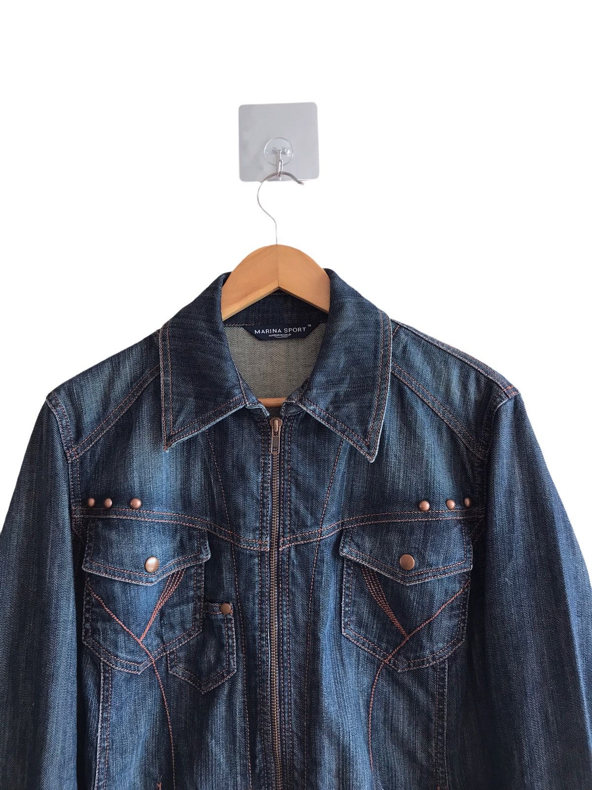 Marina Rinaldi MARINA RINALDI Zip Up Blue Denim Jacket Size M / US 6-8 / IT 42-44 - 3 Thumbnail