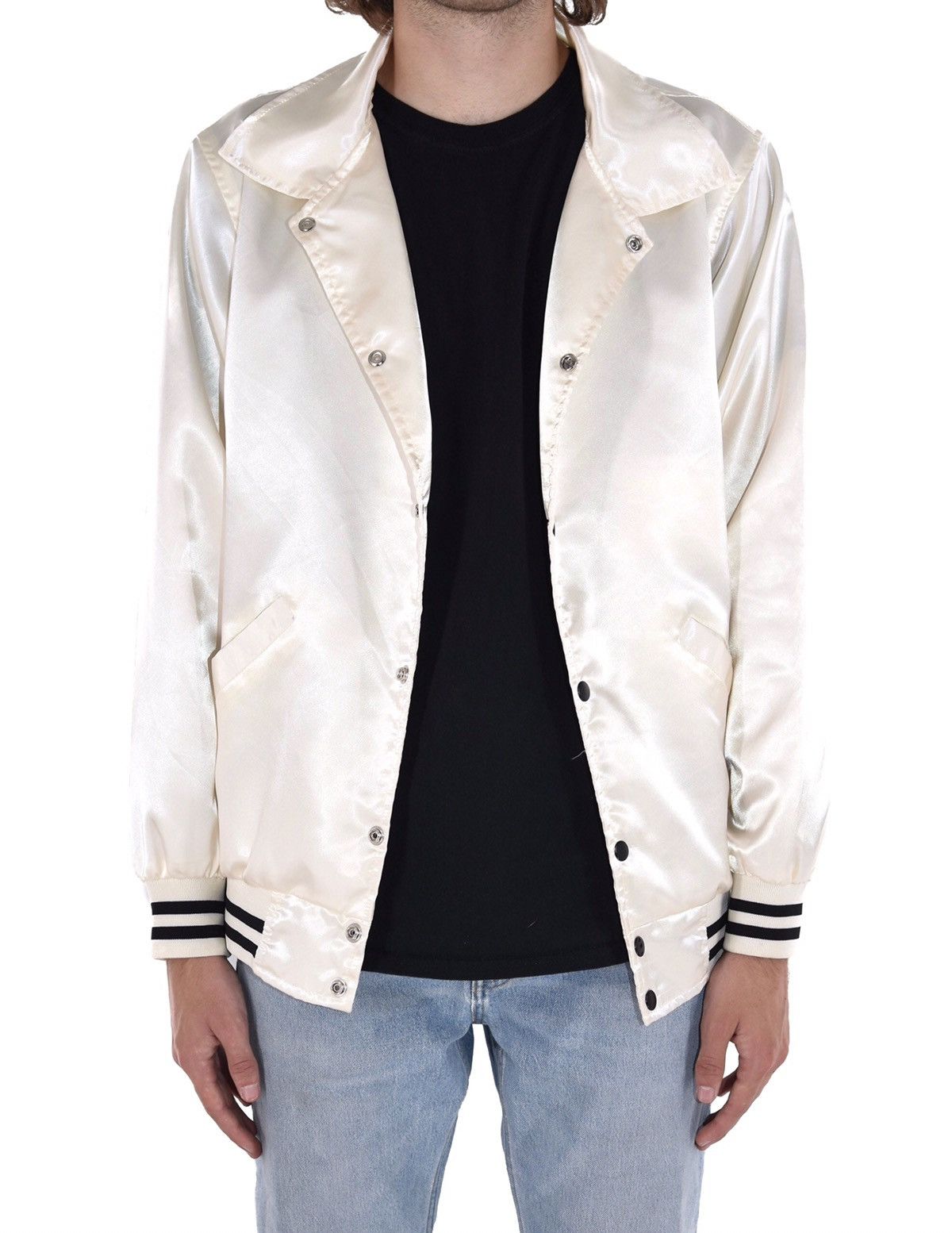 Vintage Satin Baseball Jacket White Size US M / EU 48-50 / 2 - 1 Thumbnail