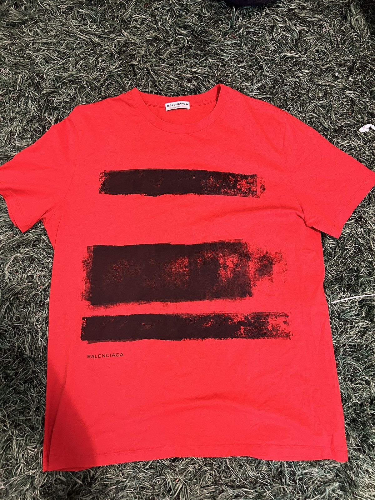 image of Balenciaga Paint Print Tee I Send Offers in Red, Men's (Size XL)