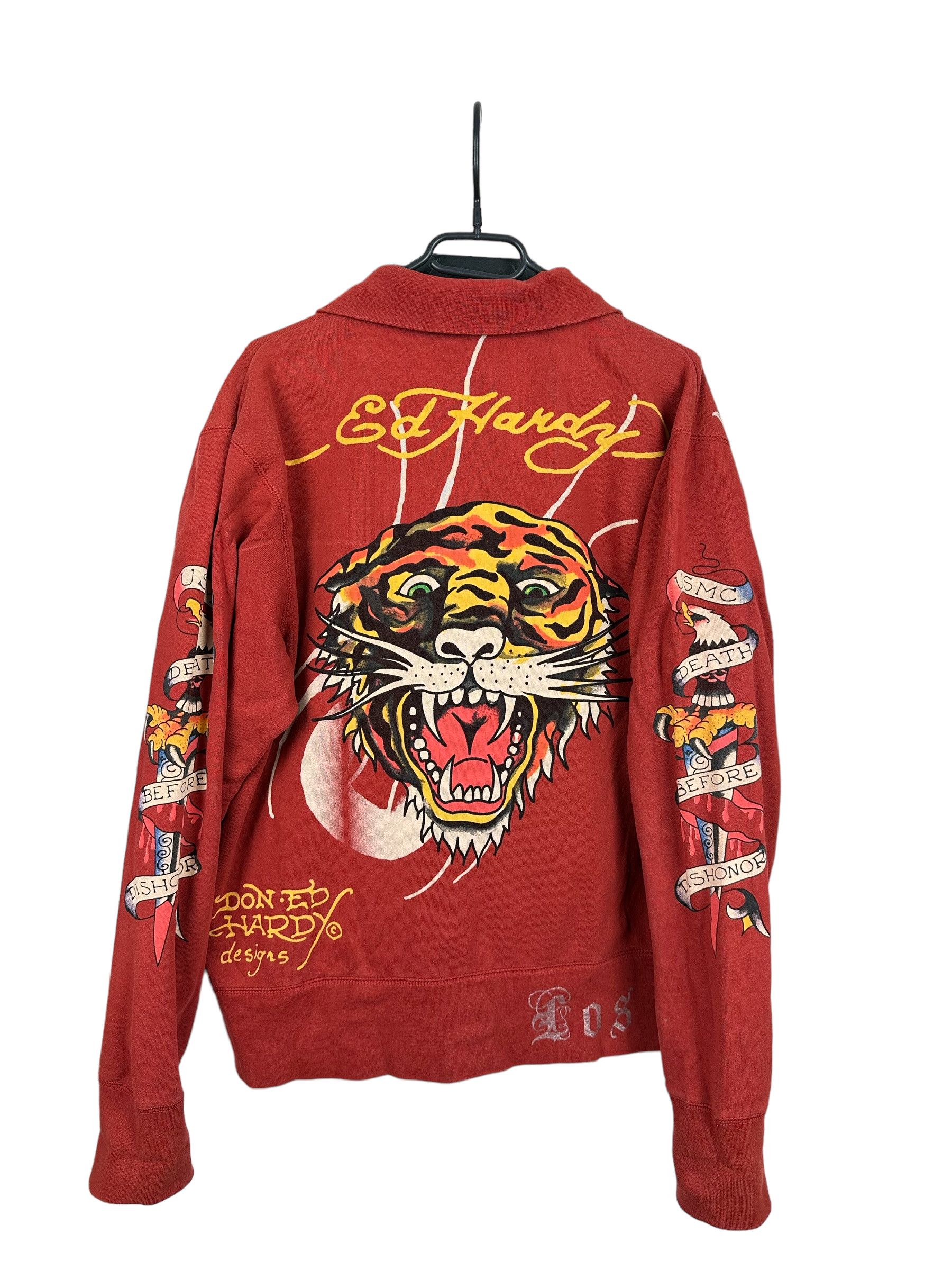 Pre-owned Ed Hardy Vintage  Jacket Track Top Tiger Death Hype Y2k In Multicolor