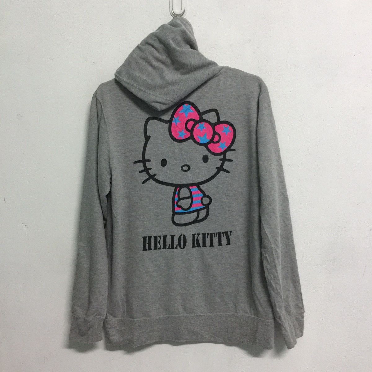 image of Anima Hello Kitty Spellout Cartoon Japanese Hoodie Sweatshirt, Men's (Size Large)