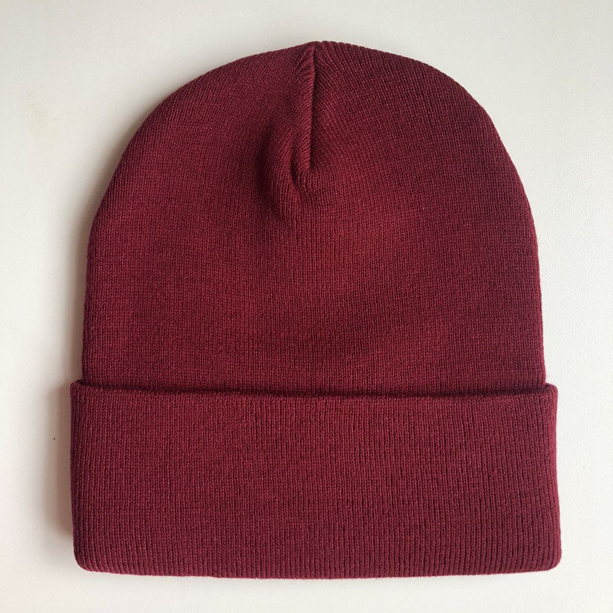 Vintage FW14 Script Leather Patch Beanie MAROON Size ONE SIZE - 3 Thumbnail