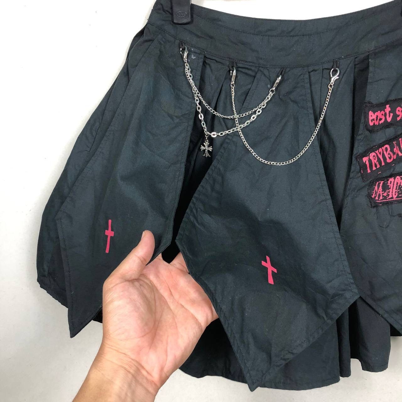 Other Avant Garde Punk Gothic Ninja Cross Chain Logo Black Skirts Size 27" / US 4 / IT 40 - 4 Thumbnail