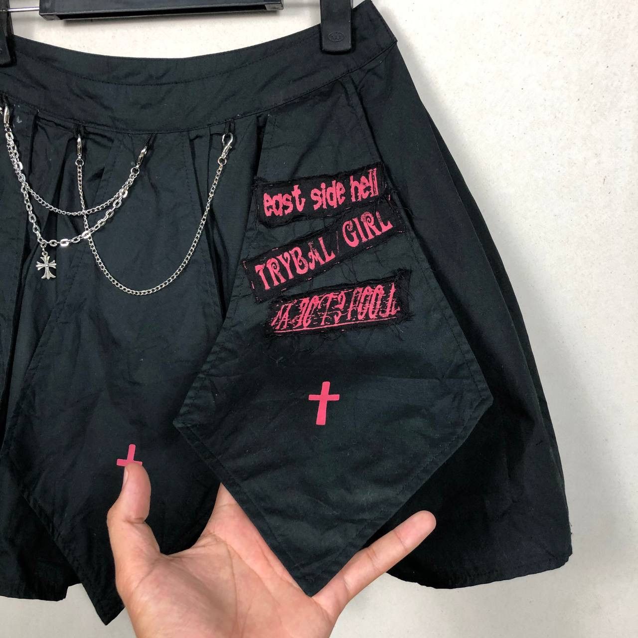 Other Avant Garde Punk Gothic Ninja Cross Chain Logo Black Skirts Size 27" / US 4 / IT 40 - 3 Thumbnail