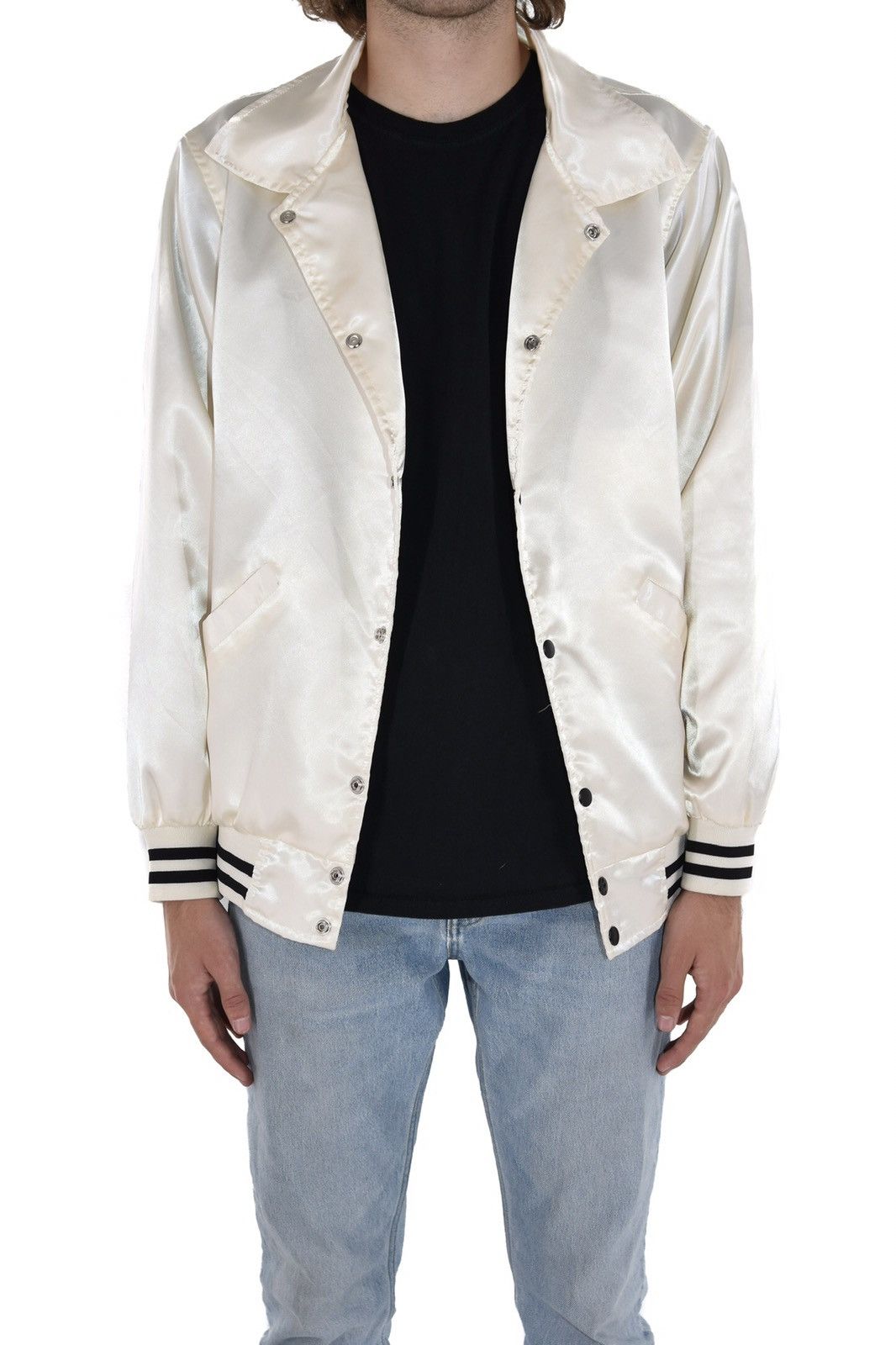 Vintage Satin Baseball Jacket White Size US S / EU 44-46 / 1 - 1 Thumbnail