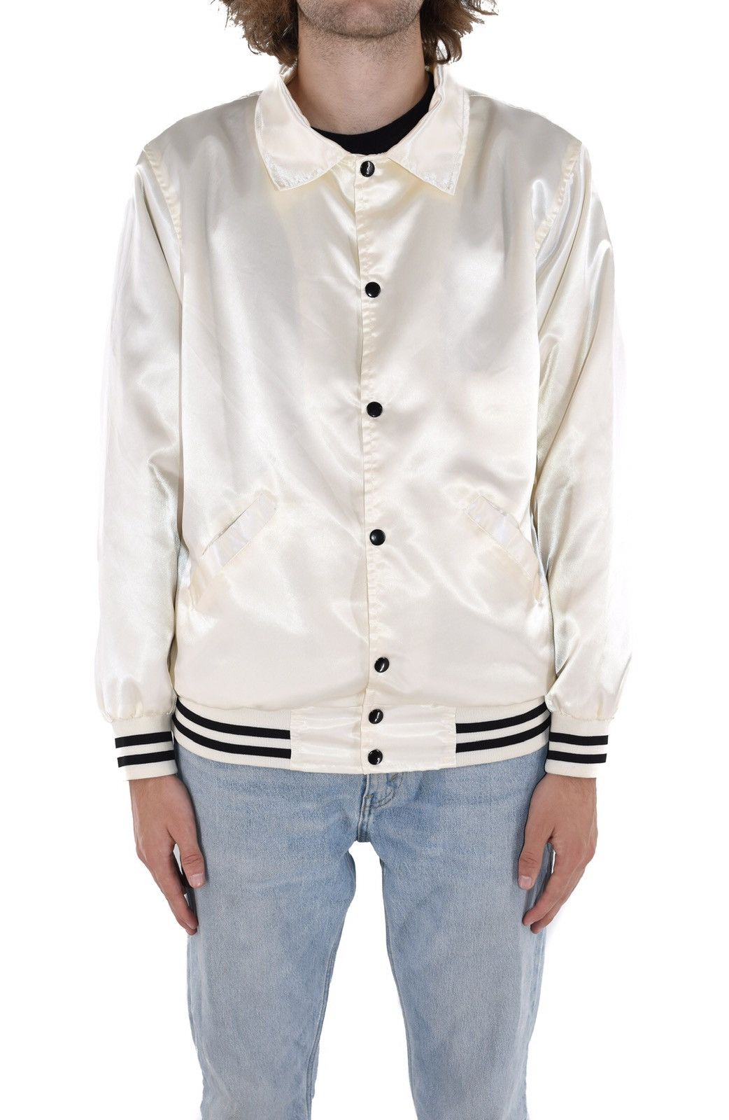 Vintage Satin Baseball Jacket White Size US S / EU 44-46 / 1 - 2 Thumbnail