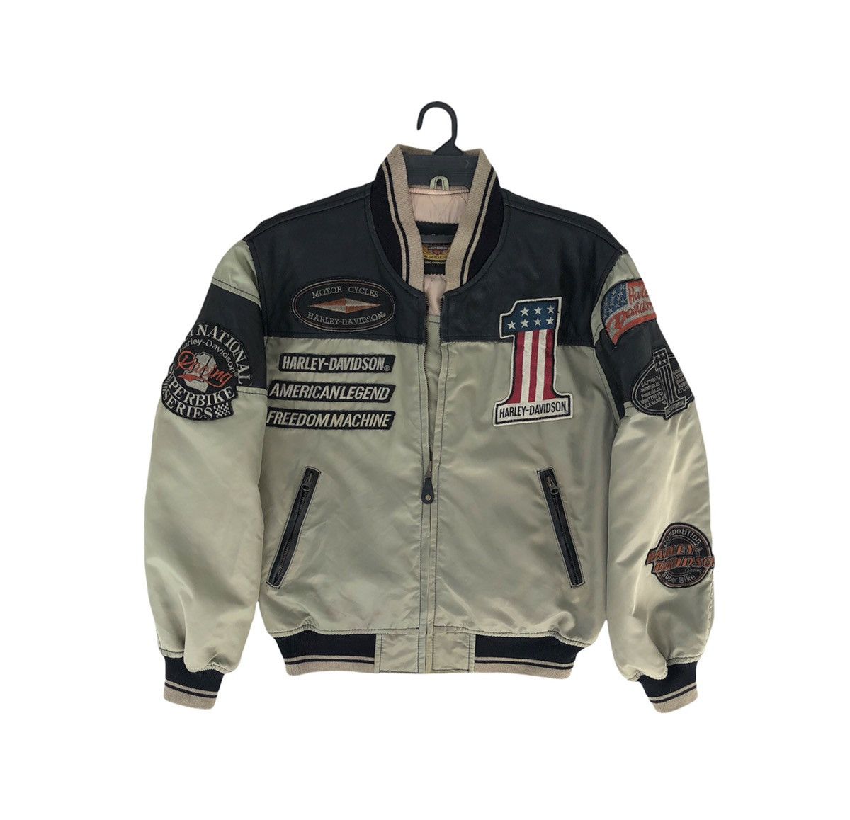 Harley Davidson 🔥90s Harley Davidson Motorcycle Bombers Mix Leather Jacket Size US M / EU 48-50 / 2 - 7 Thumbnail
