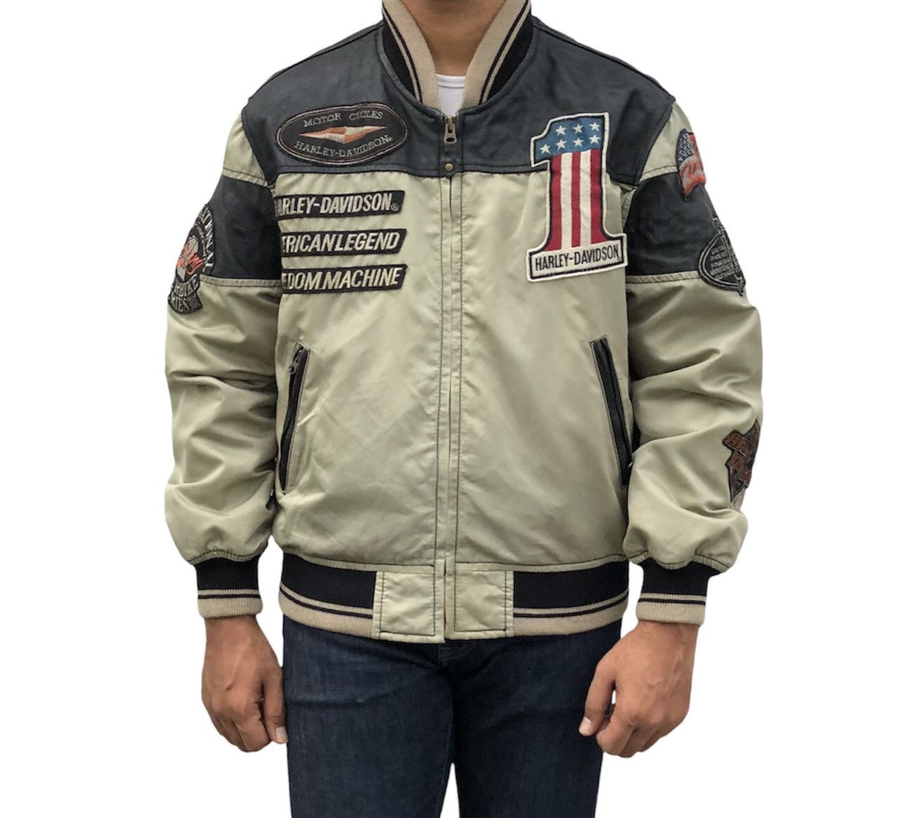 Harley Davidson 🔥90s Harley Davidson Motorcycle Bombers Mix Leather Jacket Size US M / EU 48-50 / 2 - 2 Thumbnail
