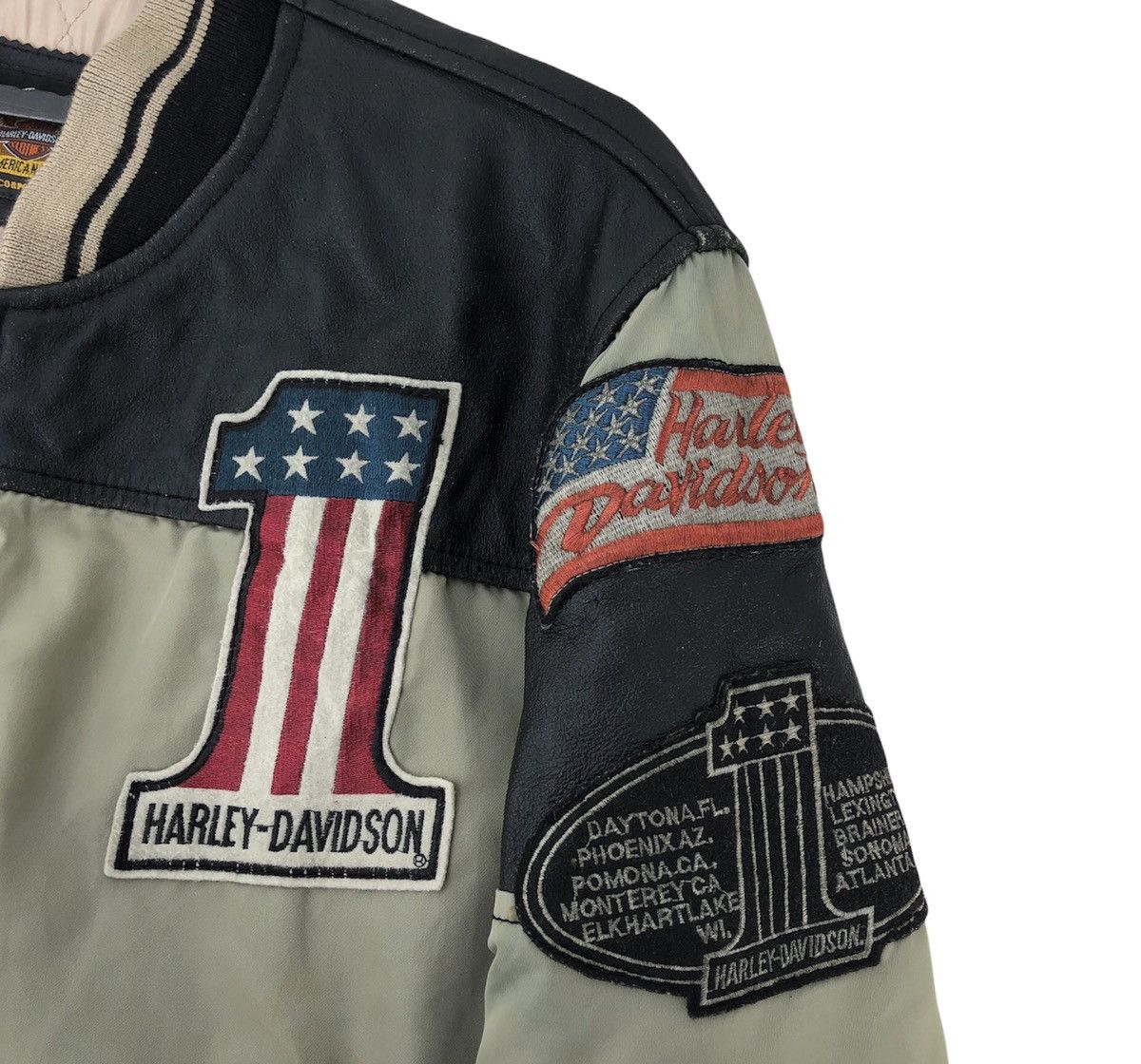 Harley Davidson 🔥90s Harley Davidson Motorcycle Bombers Mix Leather Jacket Size US M / EU 48-50 / 2 - 10 Thumbnail