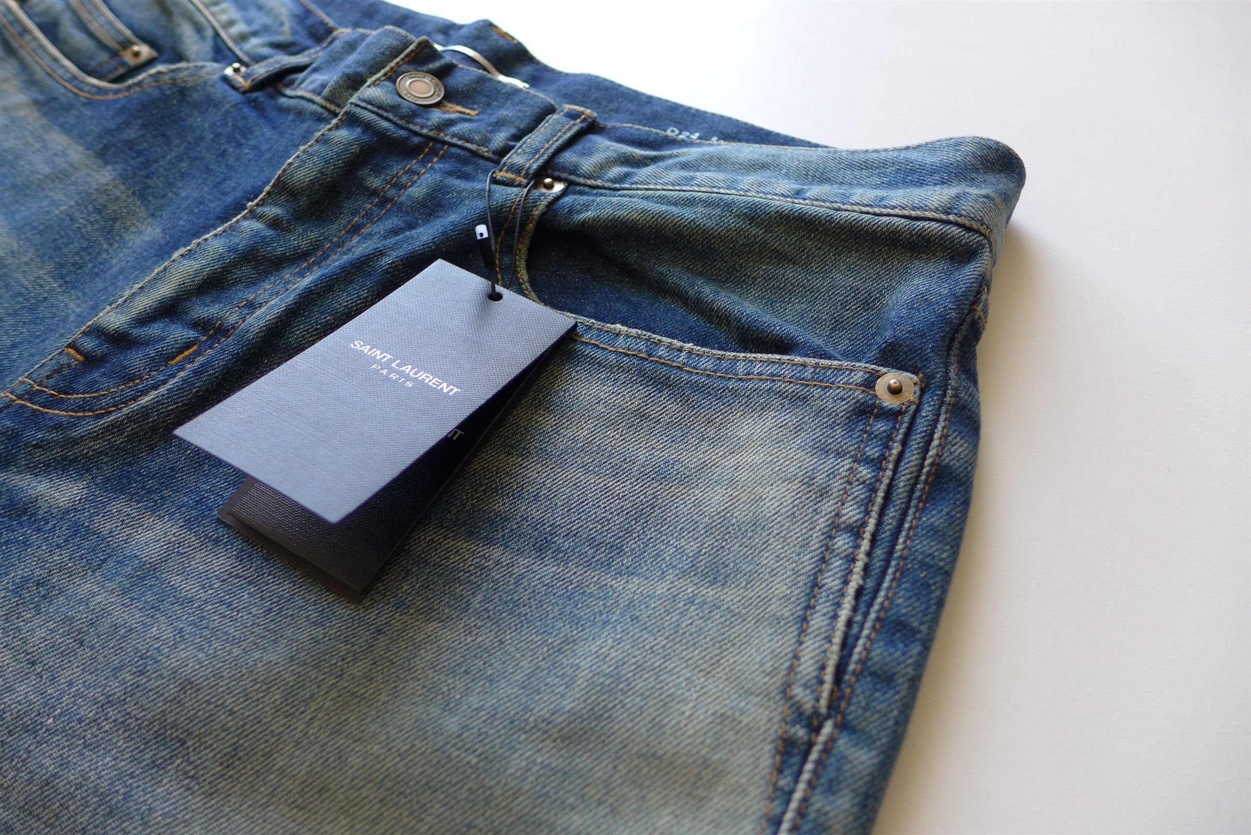 Saint Laurent Paris Saint Laurent D24 Washed Blue Denim Jeans Size US 34 / EU 50 - 8 Thumbnail