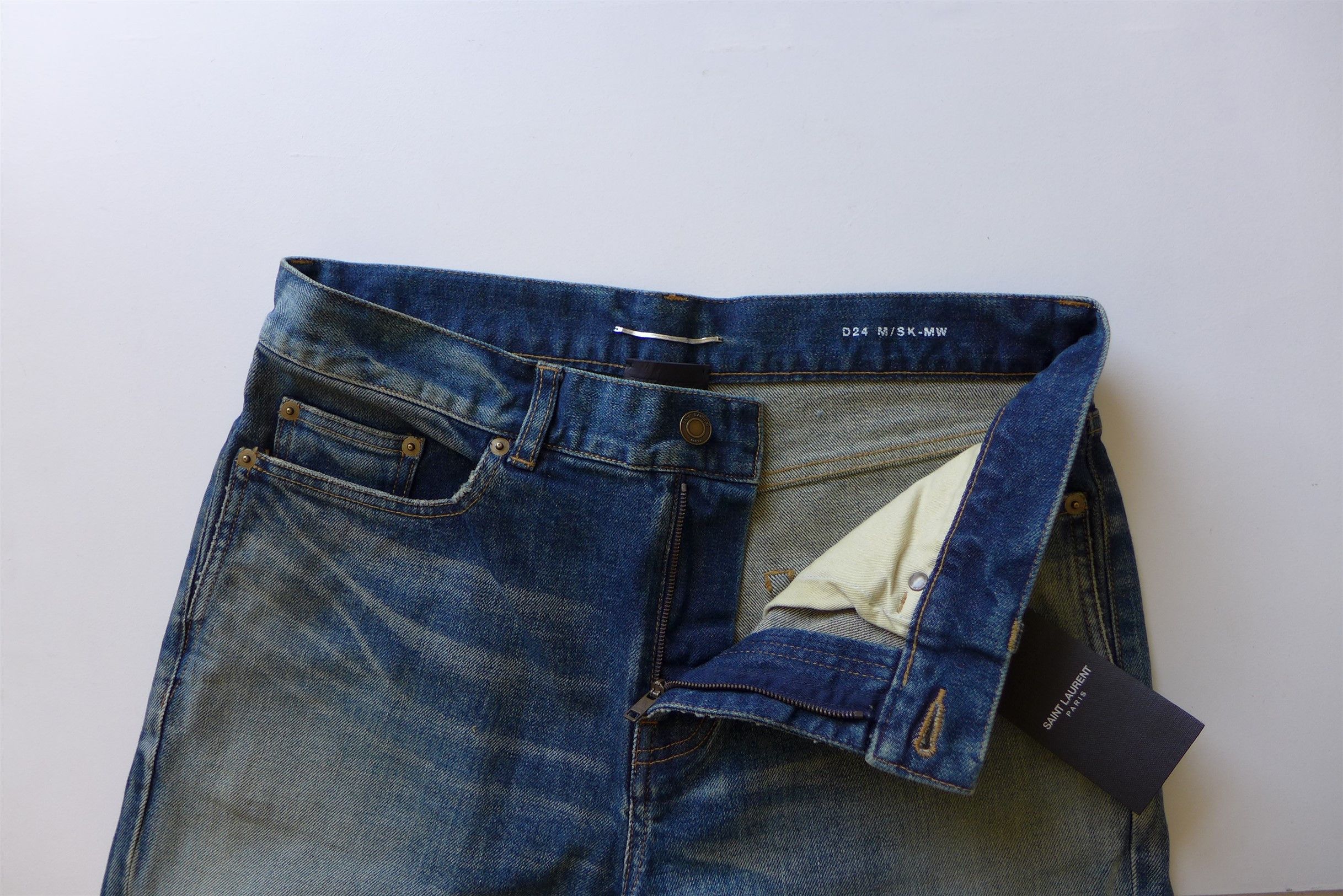 Saint Laurent Paris Saint Laurent D24 Washed Blue Denim Jeans Size US 34 / EU 50 - 11 Thumbnail