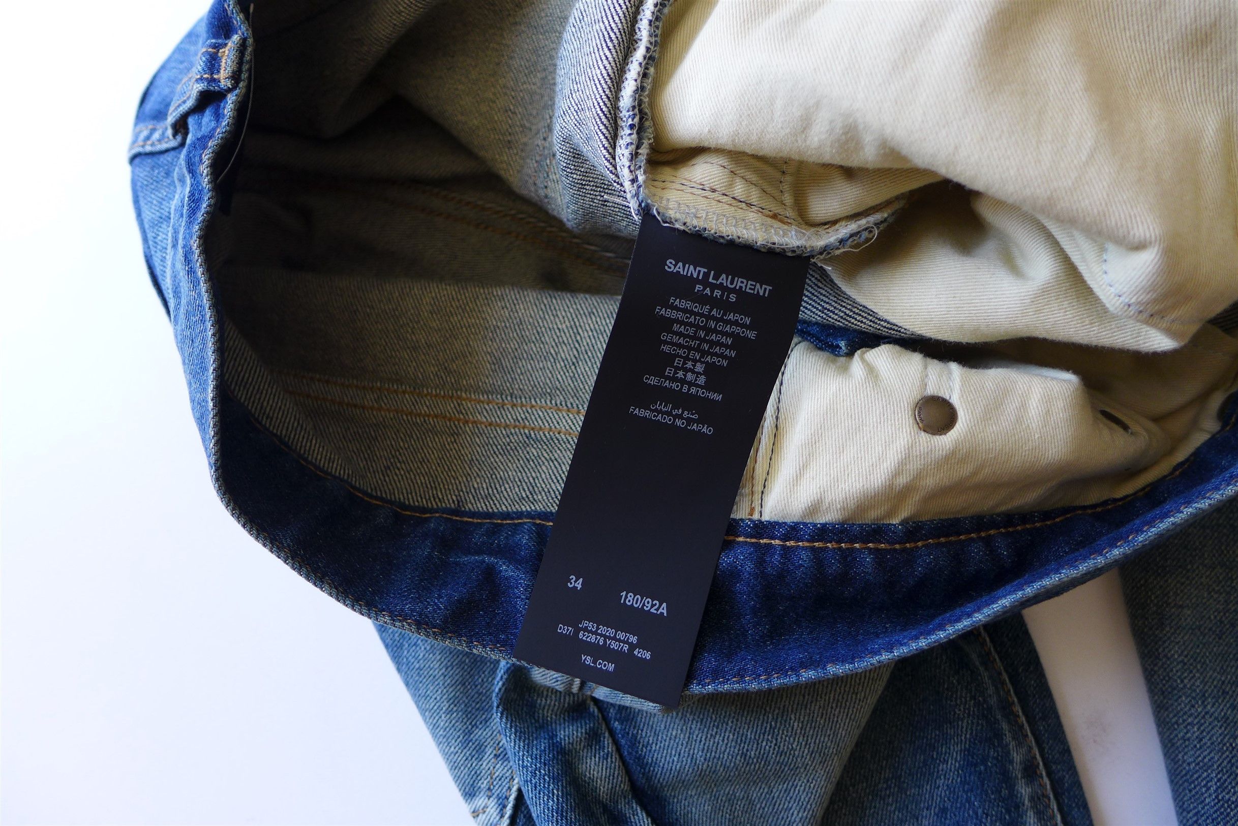 Saint Laurent Paris Saint Laurent D24 Washed Blue Denim Jeans Size US 34 / EU 50 - 16 Thumbnail