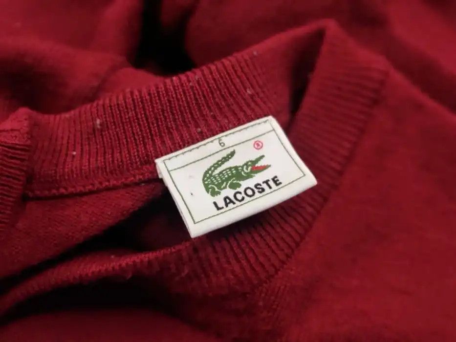 Lacoste Vintage 90's lacoste Crew neck Light Red Wool Sweater Size US L / EU 52-54 / 3 - 8 Thumbnail