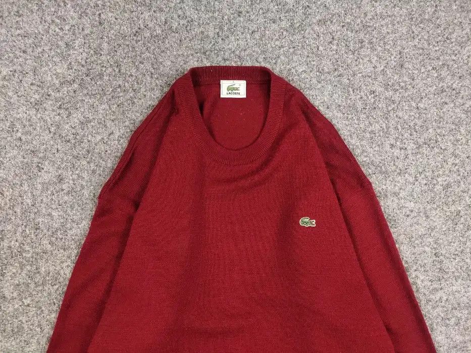Lacoste Vintage 90's lacoste Crew neck Light Red Wool Sweater Size US L / EU 52-54 / 3 - 3 Thumbnail