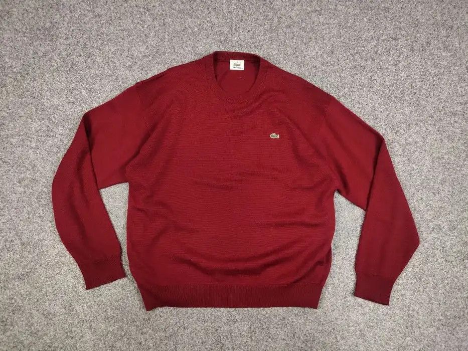 Lacoste Vintage 90's lacoste Crew neck Light Red Wool Sweater Size US L / EU 52-54 / 3 - 6 Thumbnail