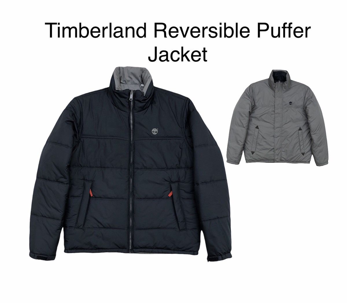 image of Timberland Reversible Puffer Jacket in Blue/Grey, Men's (Size Medium)
