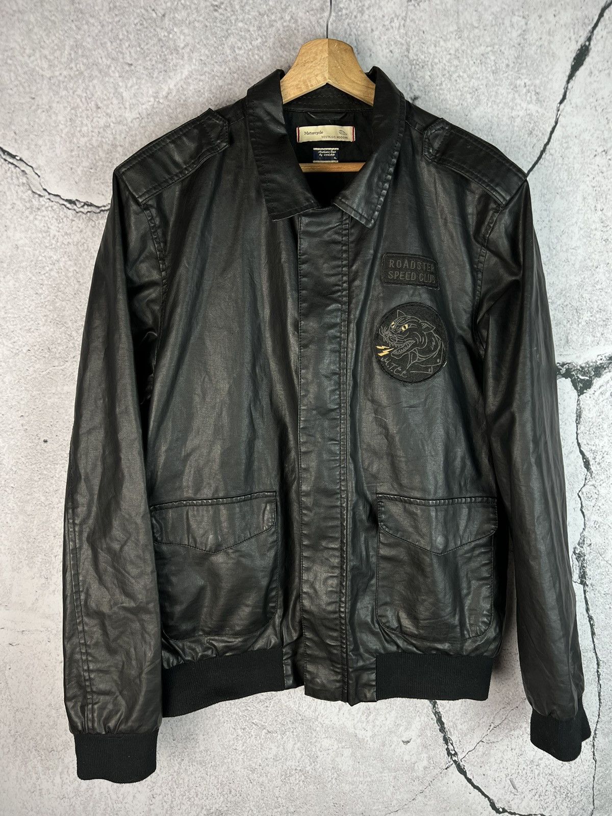 Other Vintage black eco leather racing moto biker jacket Size US L / EU 52-54 / 3 - 1 Thumbnail