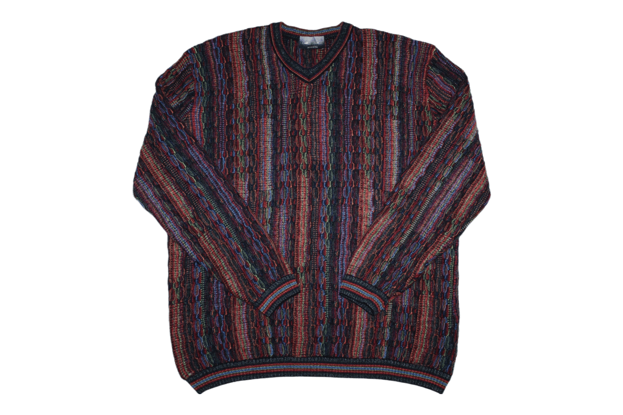 Carlo Colucci Carlo Colucci Coloured Cable Knit Crew Sweater. Coogi Style Size US XL / EU 56 / 4 - 1 Thumbnail