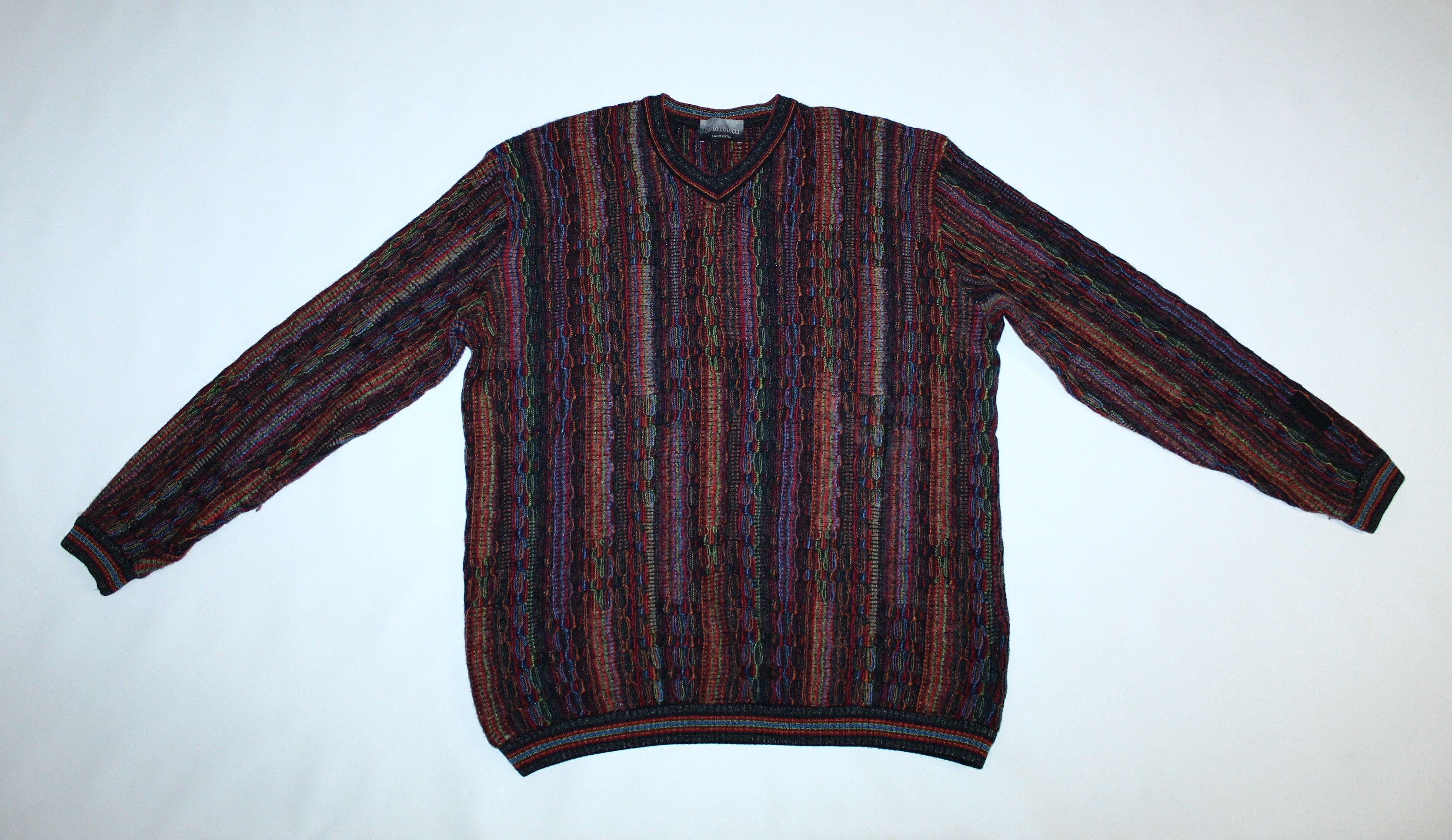 Carlo Colucci Carlo Colucci Coloured Cable Knit Crew Sweater. Coogi Style Size US XL / EU 56 / 4 - 2 Thumbnail