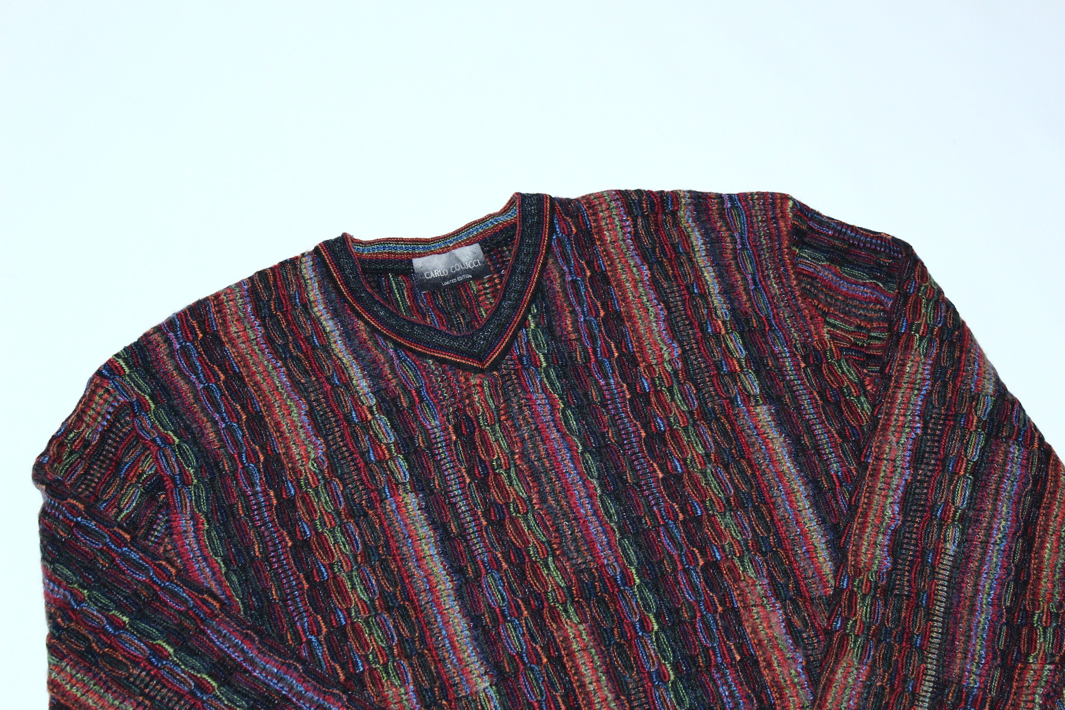 Carlo Colucci Carlo Colucci Coloured Cable Knit Crew Sweater. Coogi Style Size US XL / EU 56 / 4 - 3 Thumbnail