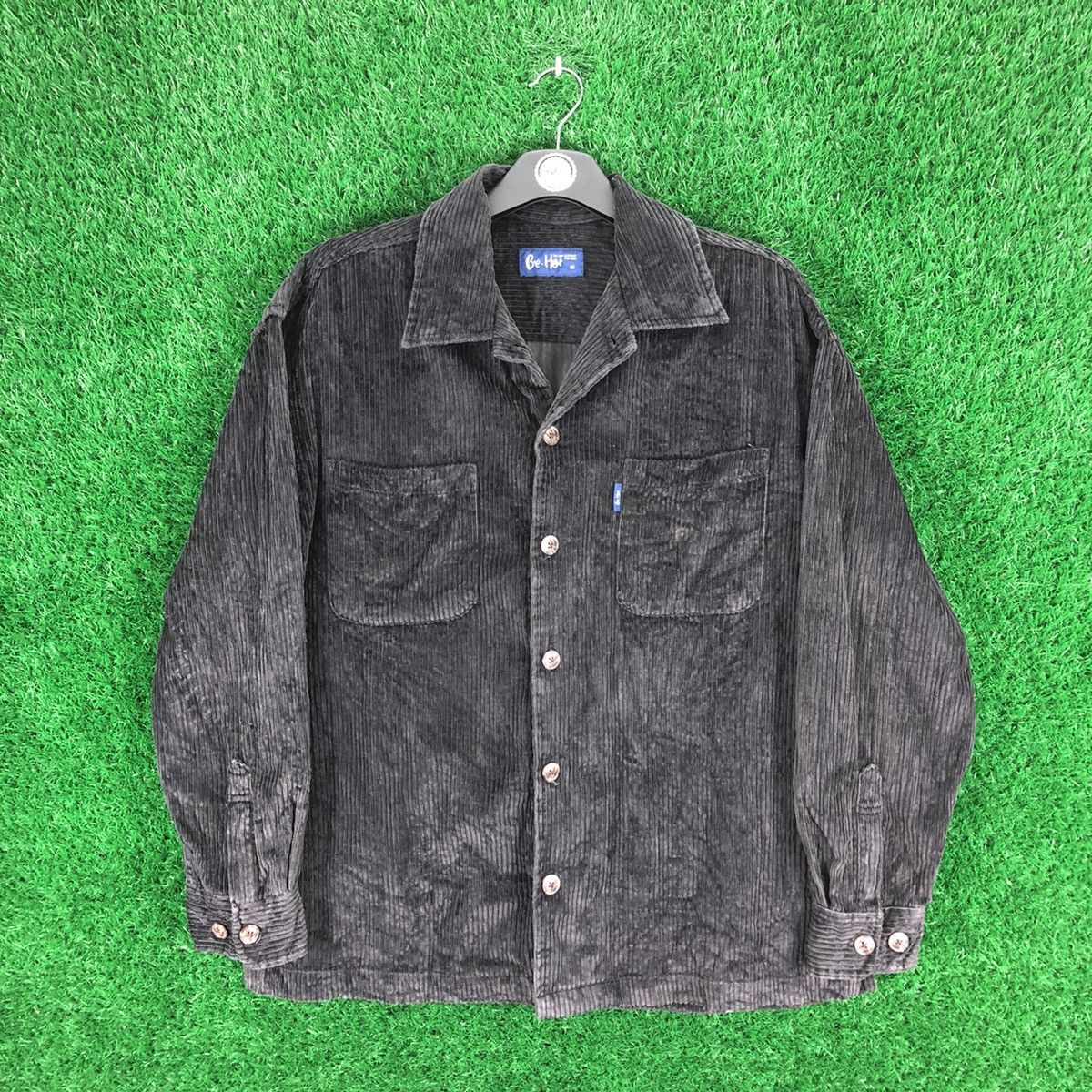 image of Corduroi Club x Vintage 80's Corduroy Black Shirts Button Up Bg Be.hot, Men's (Size XL)