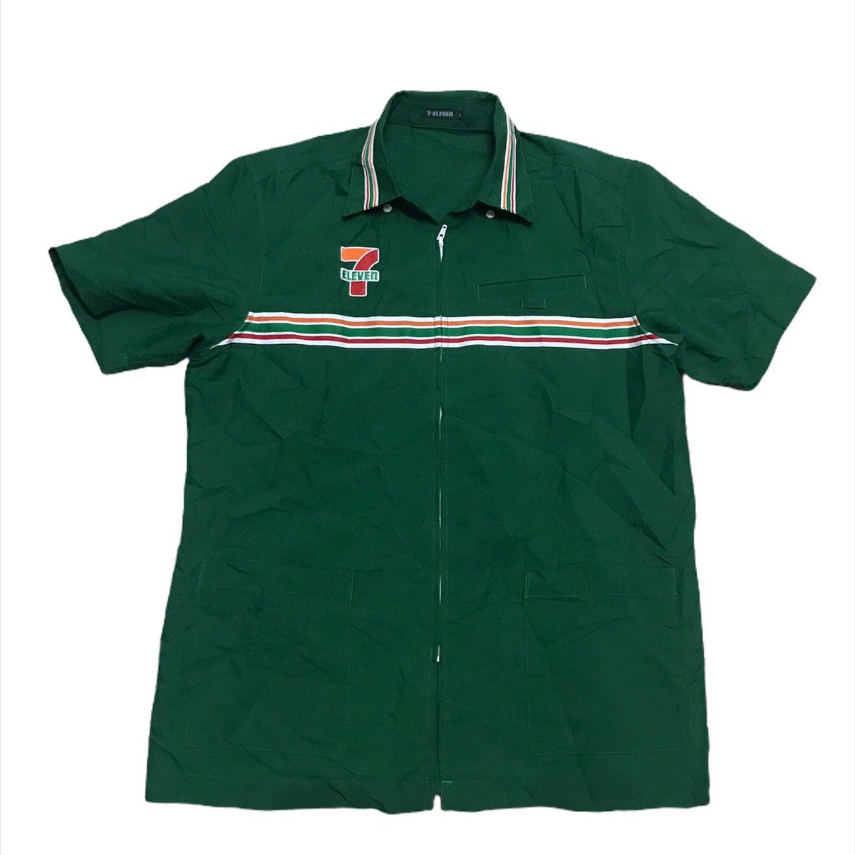 Japanese Brand × Uniform Wares × Vintage 7 eleven uniform zipper shirts Size US L / EU 52-54 / 3 - 1 Thumbnail